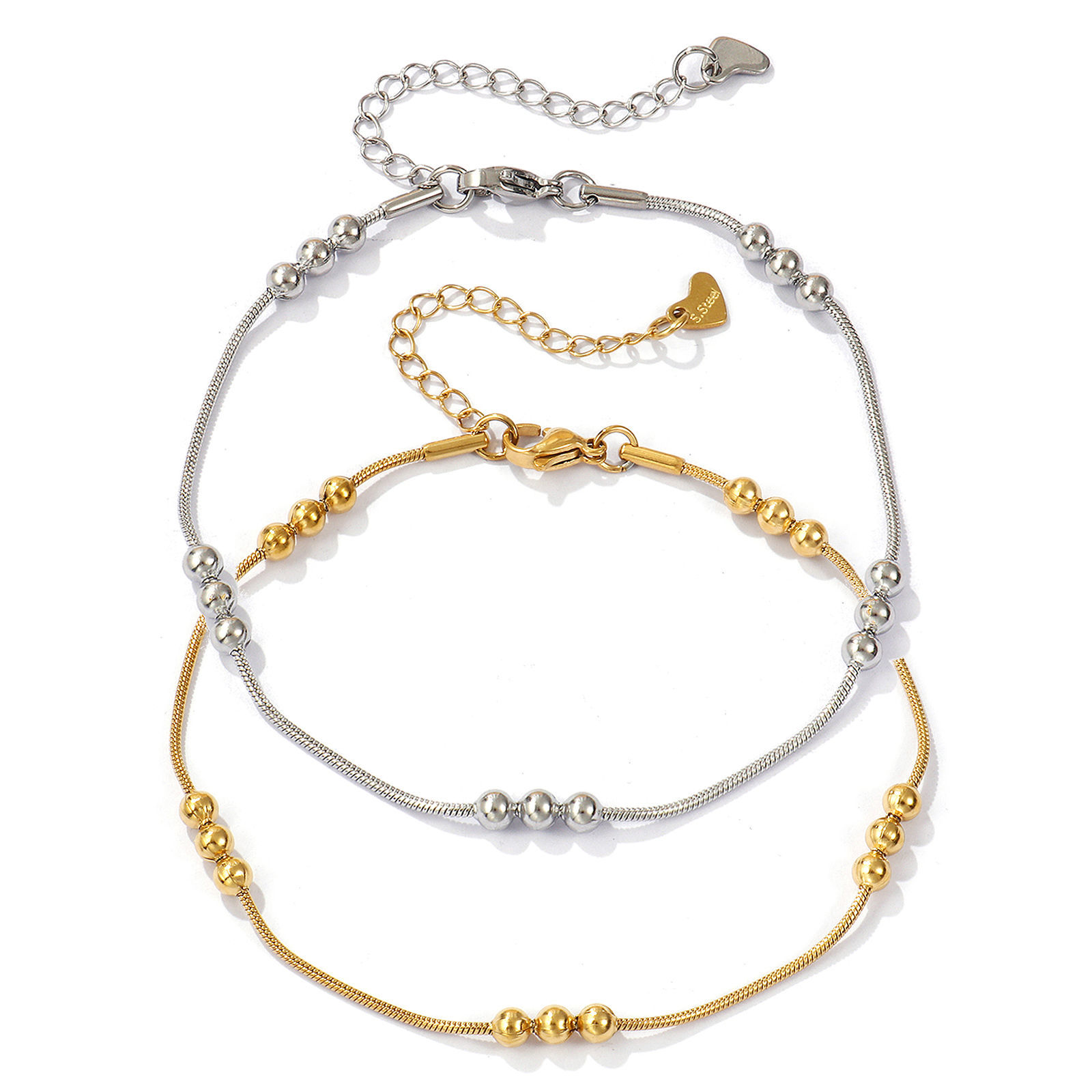 Picture of Eco-friendly Minimalist Exquisite Multicolor 304 Stainless Steel Ball Chain Anklet For Women Gift 22cm(8.7") long