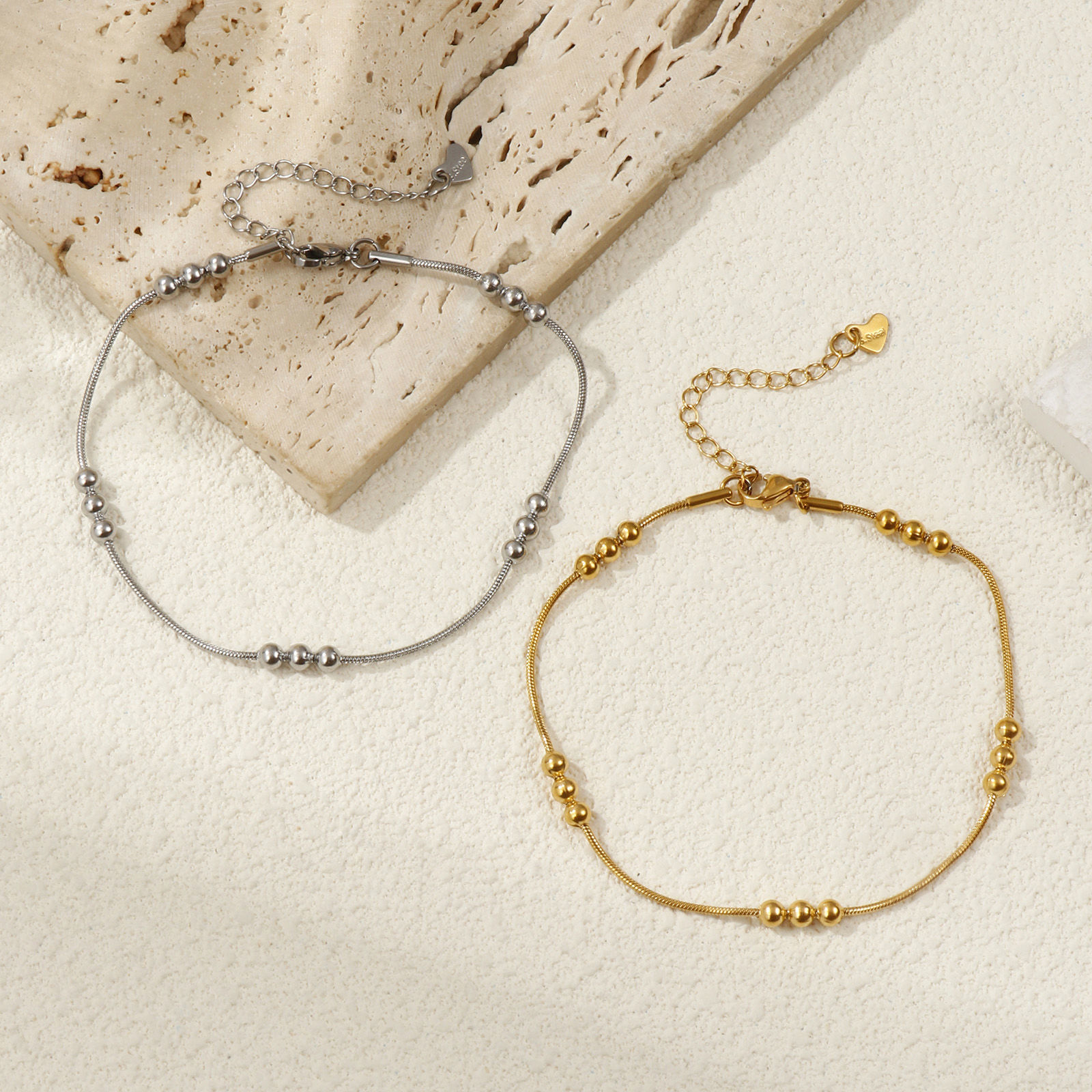 Picture of Eco-friendly Minimalist Exquisite Multicolor 304 Stainless Steel Ball Chain Anklet For Women Gift 22cm(8.7") long