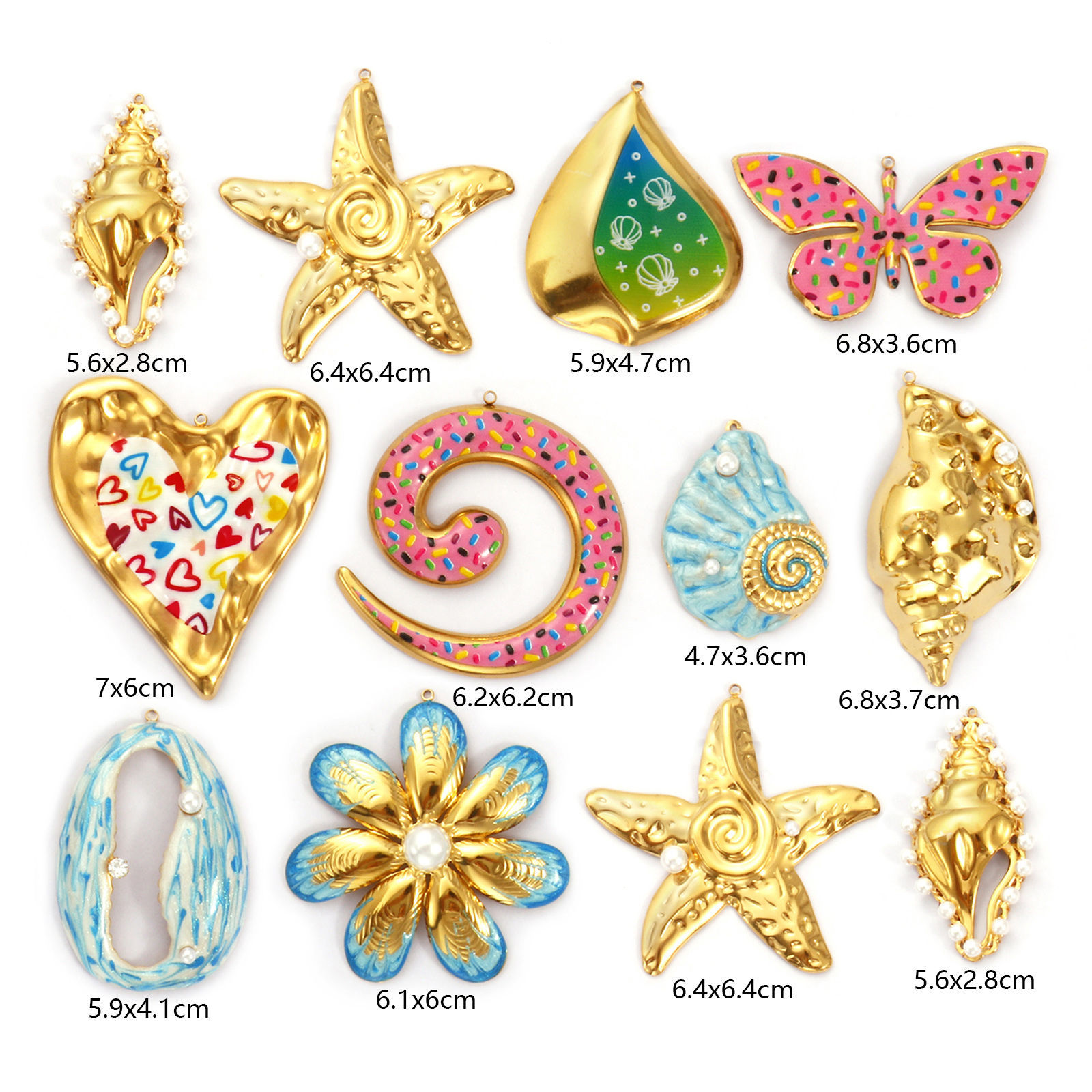 Picture of 1 Piece Eco-friendly PVD Vacuum Plating 304 Stainless Steel Pendants 18K Real Gold Plated