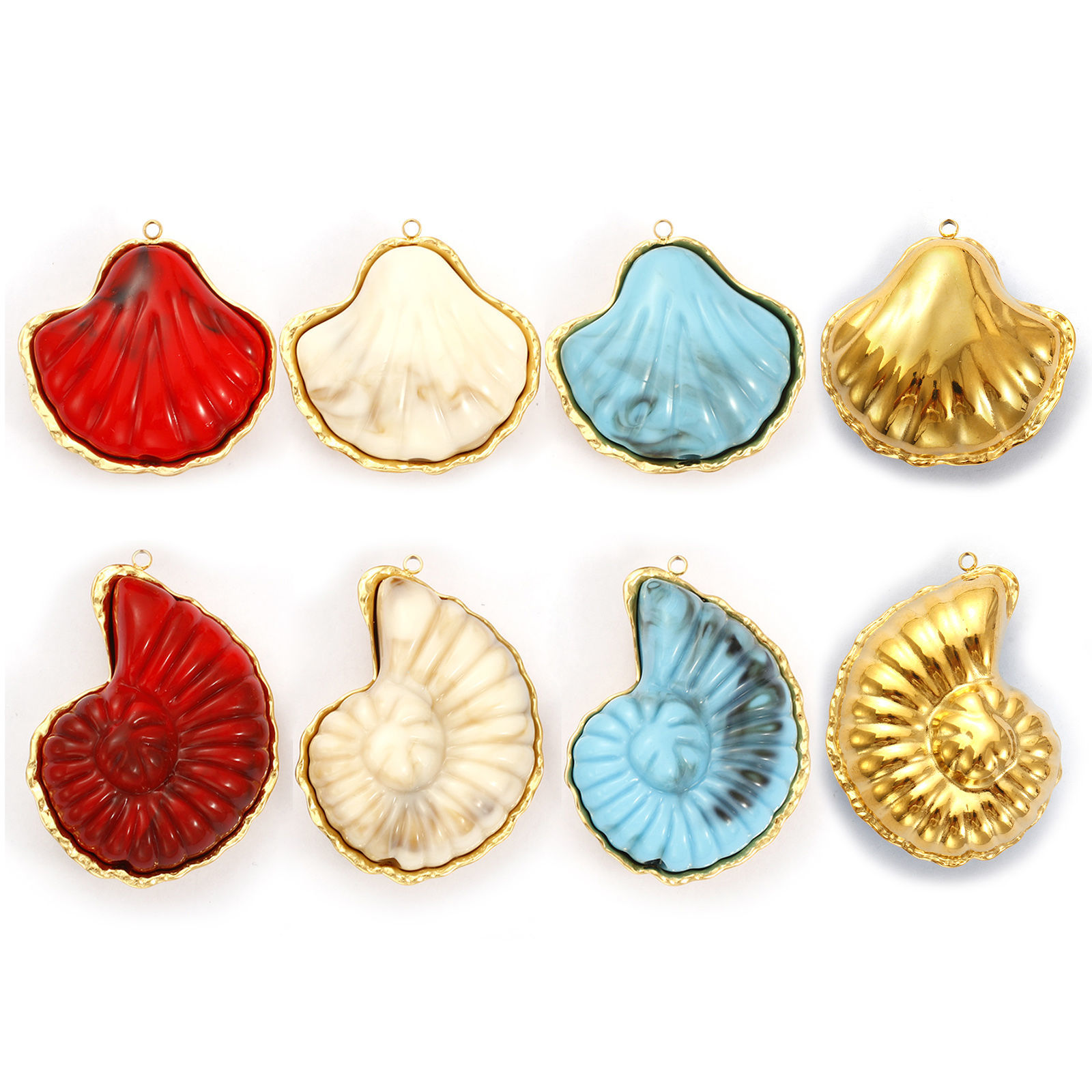 Imagen de 1 Piece Eco-friendly PVD Vacuum Plating 304 Stainless Steel Pendants 18K Real Gold Plated With Resin Cabochons