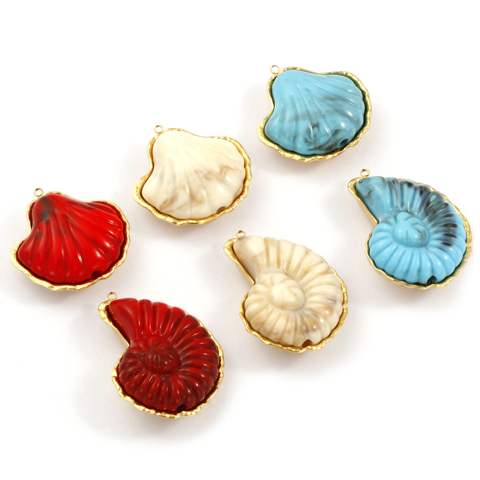 Imagen de 1 Piece Eco-friendly PVD Vacuum Plating 304 Stainless Steel Pendants 18K Real Gold Plated With Resin Cabochons