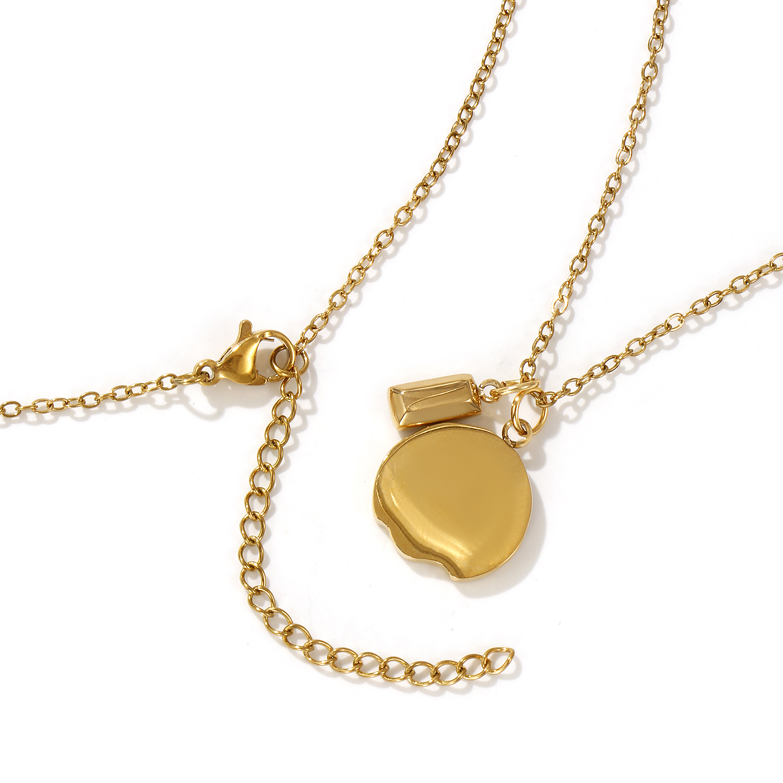 Picture of 18K Real Gold Plated Link Cable Chain Disc Pendant Charm Necklace, 304 Stainless Steel 45cm(17.7") + 5cm(2"), Constellation Birthstone Eco-friendly PVD Vacuum Plating