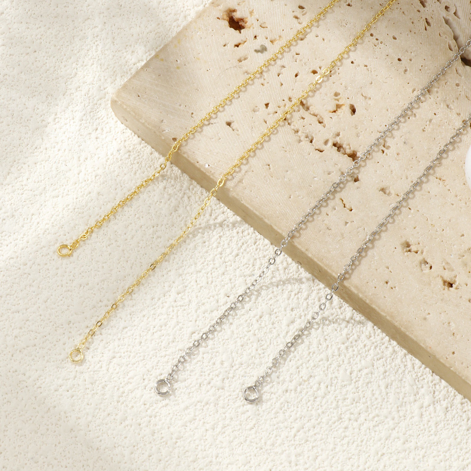 Picture of Eco-friendly Brass Exquisite Link Cable Chain Semi-finished Necklace Base For DIY Handmade Jewelry Making Real Gold Plated 45cm(17.7") long, Chain Size: 1.6mm