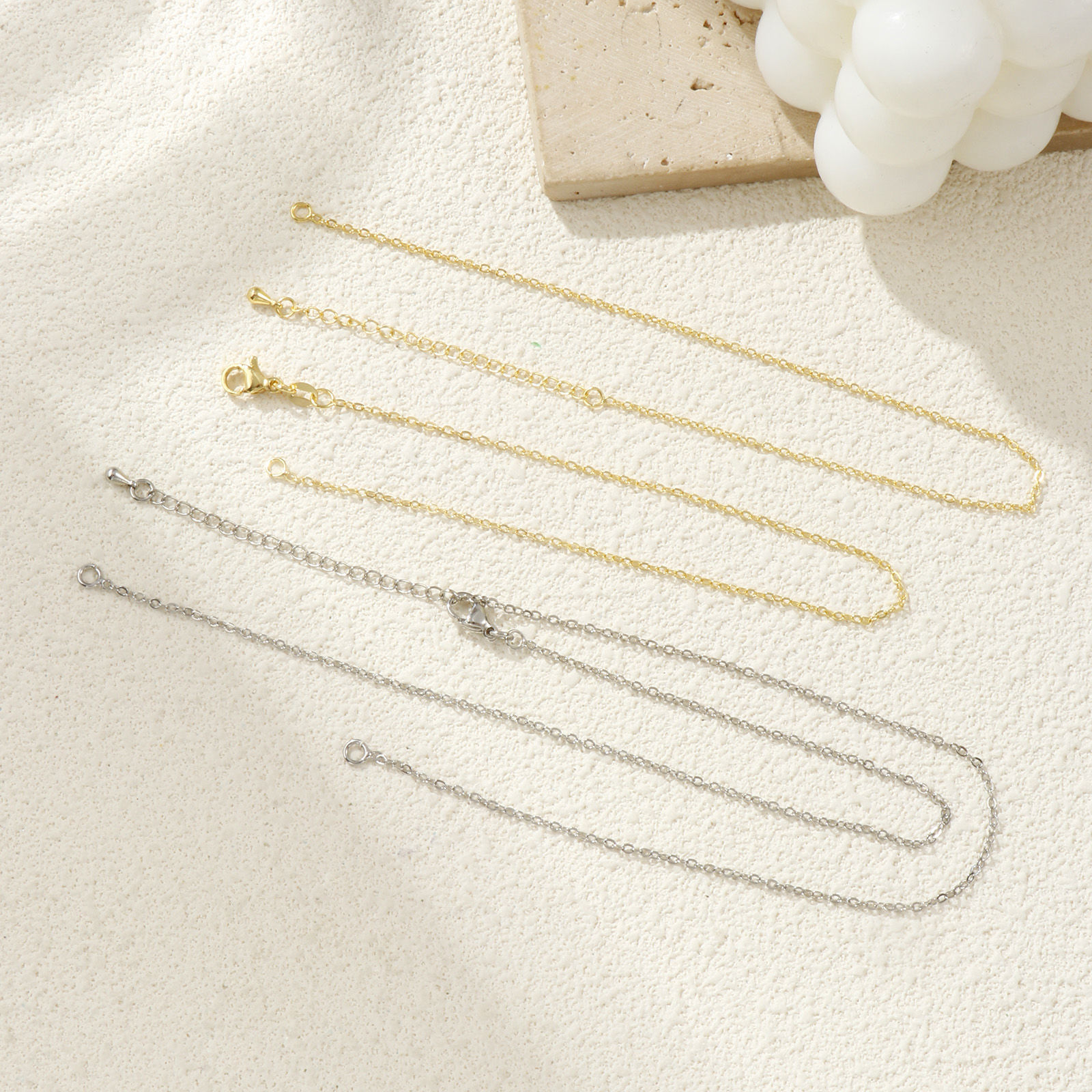 Picture of Eco-friendly Brass Exquisite Link Cable Chain Semi-finished Necklace Base For DIY Handmade Jewelry Making Real Gold Plated 45cm(17.7") long, Chain Size: 1.6mm