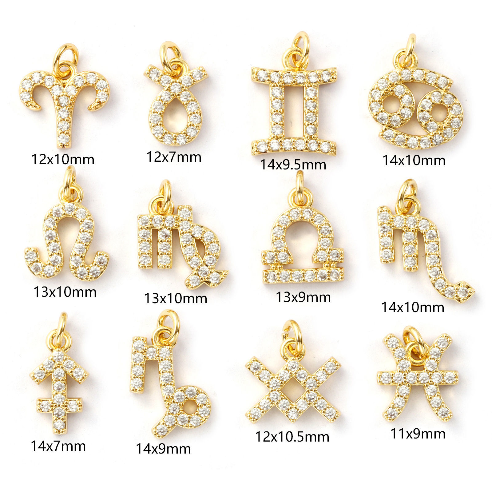 Picture of Eco-friendly Brass Charms 18K Real Gold Plated Zodiac Constellation Micro Pave Clear Cubic Zirconia