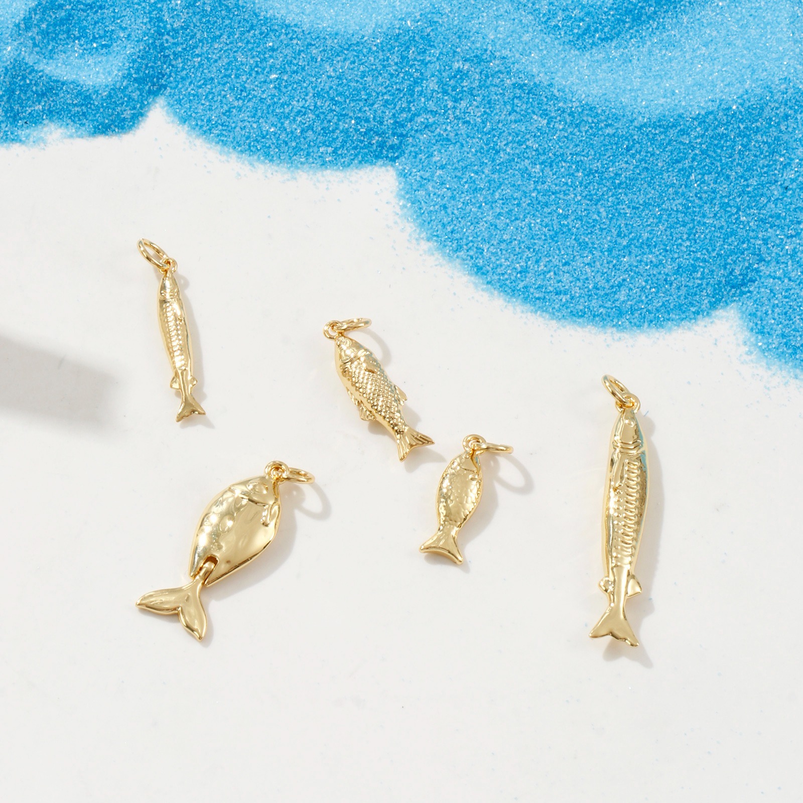 Picture of Eco-friendly Brass Ocean Jewelry Charms 18K Real Gold Plated Fish Animal 3D