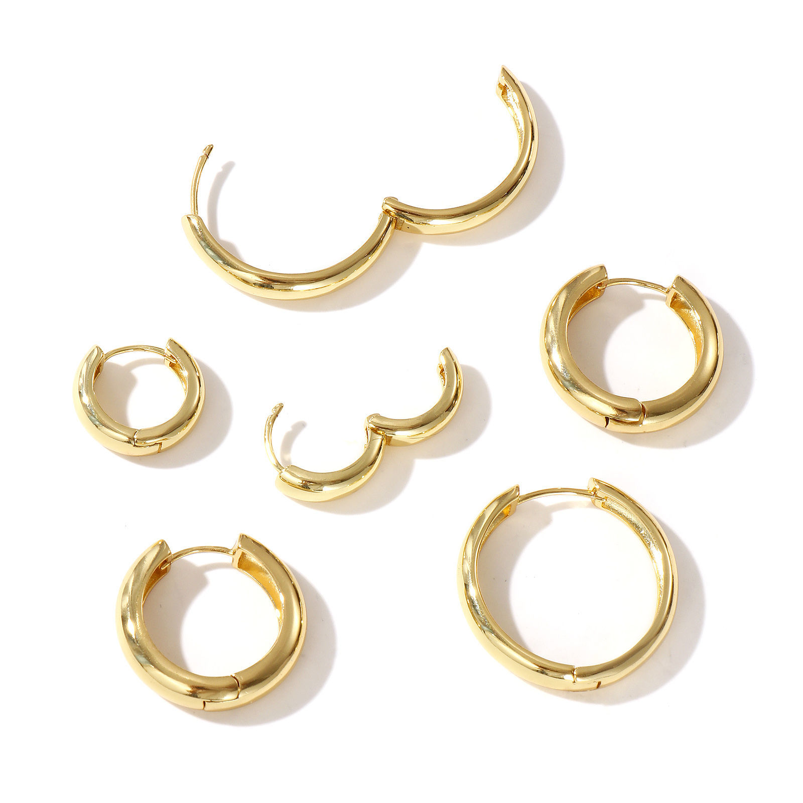 Image de 1 Paire Boucles d'Oreilles Créoles Exquis en Laiton Respectueux de la Nature Minimaliste Plaqué Or Véritable 18K Cadeau Pour Femmes