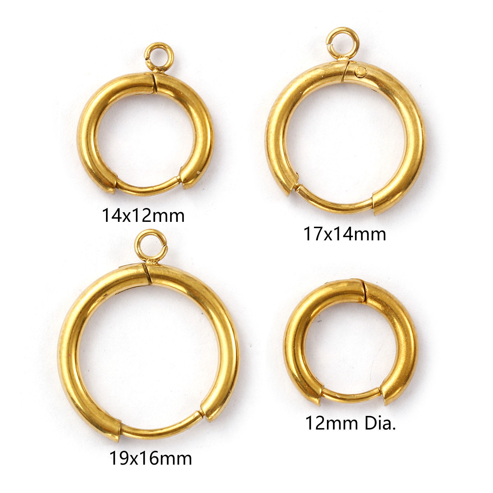 Bild von Umweltfreundliche PVD-Vakuumbeschichtung 304 Edelstahl Hoop Ohrringe Rund 18K Echtgold plattiert