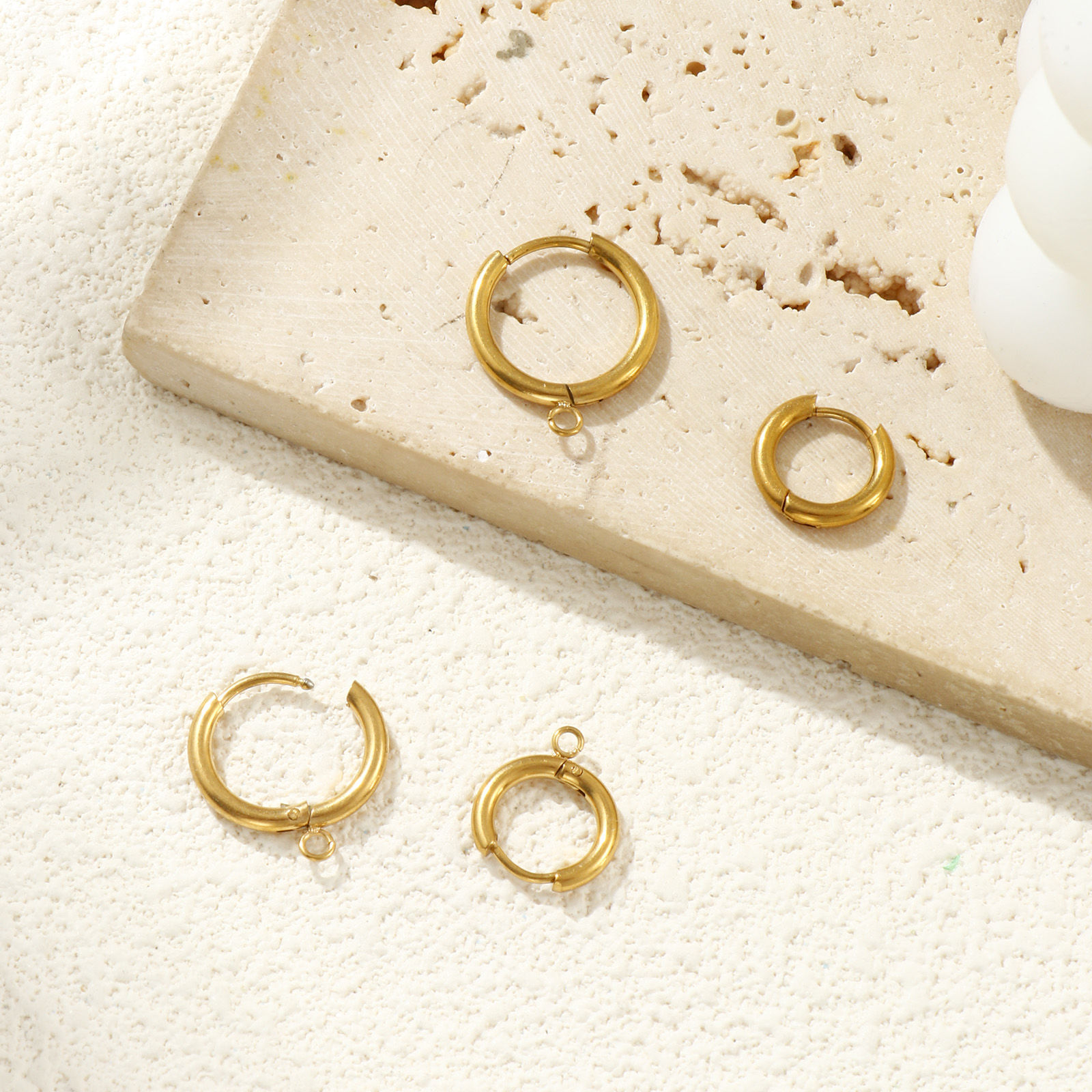 Bild von Umweltfreundliche PVD-Vakuumbeschichtung 304 Edelstahl Hoop Ohrringe Rund 18K Echtgold plattiert