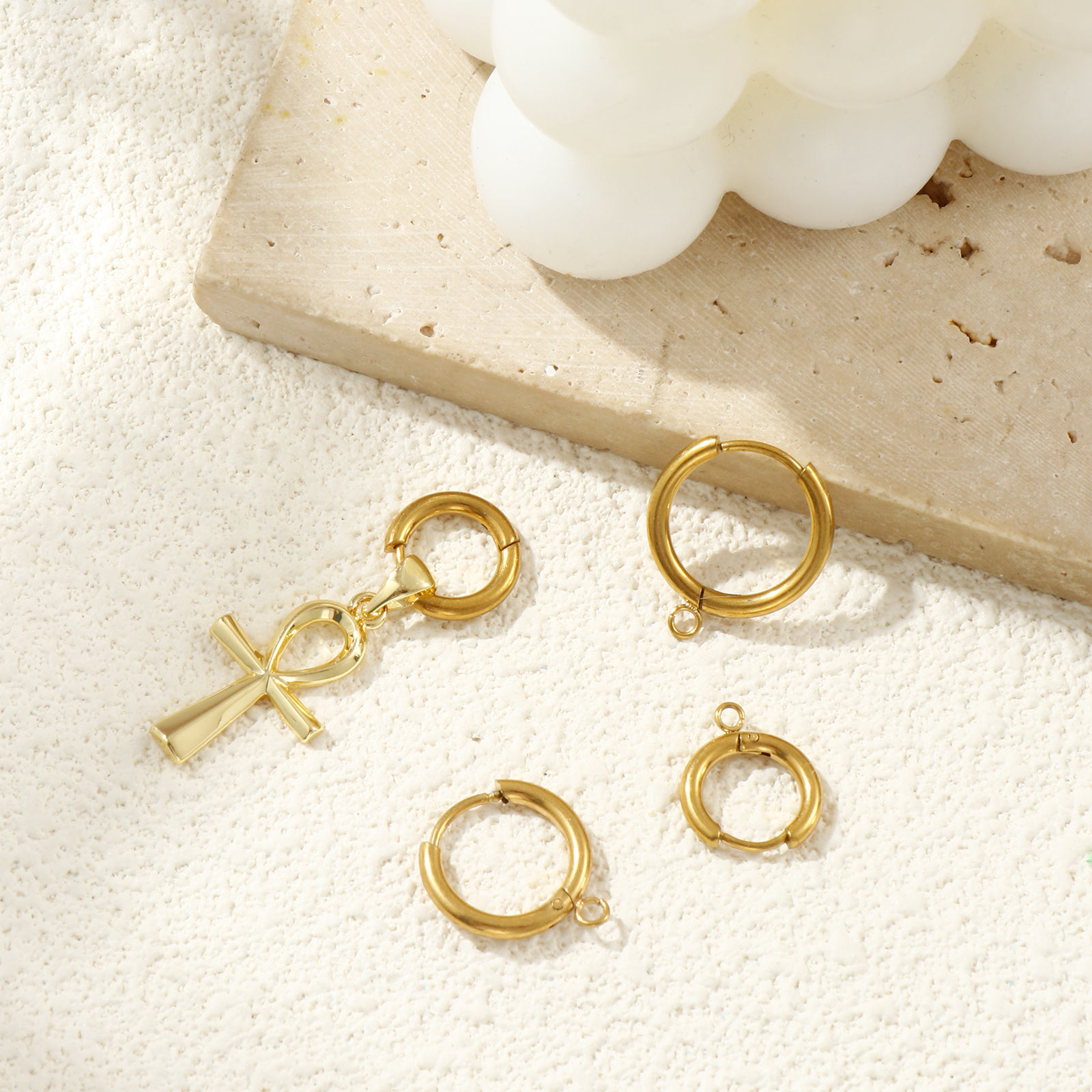 Bild von Umweltfreundliche PVD-Vakuumbeschichtung 304 Edelstahl Hoop Ohrringe Rund 18K Echtgold plattiert