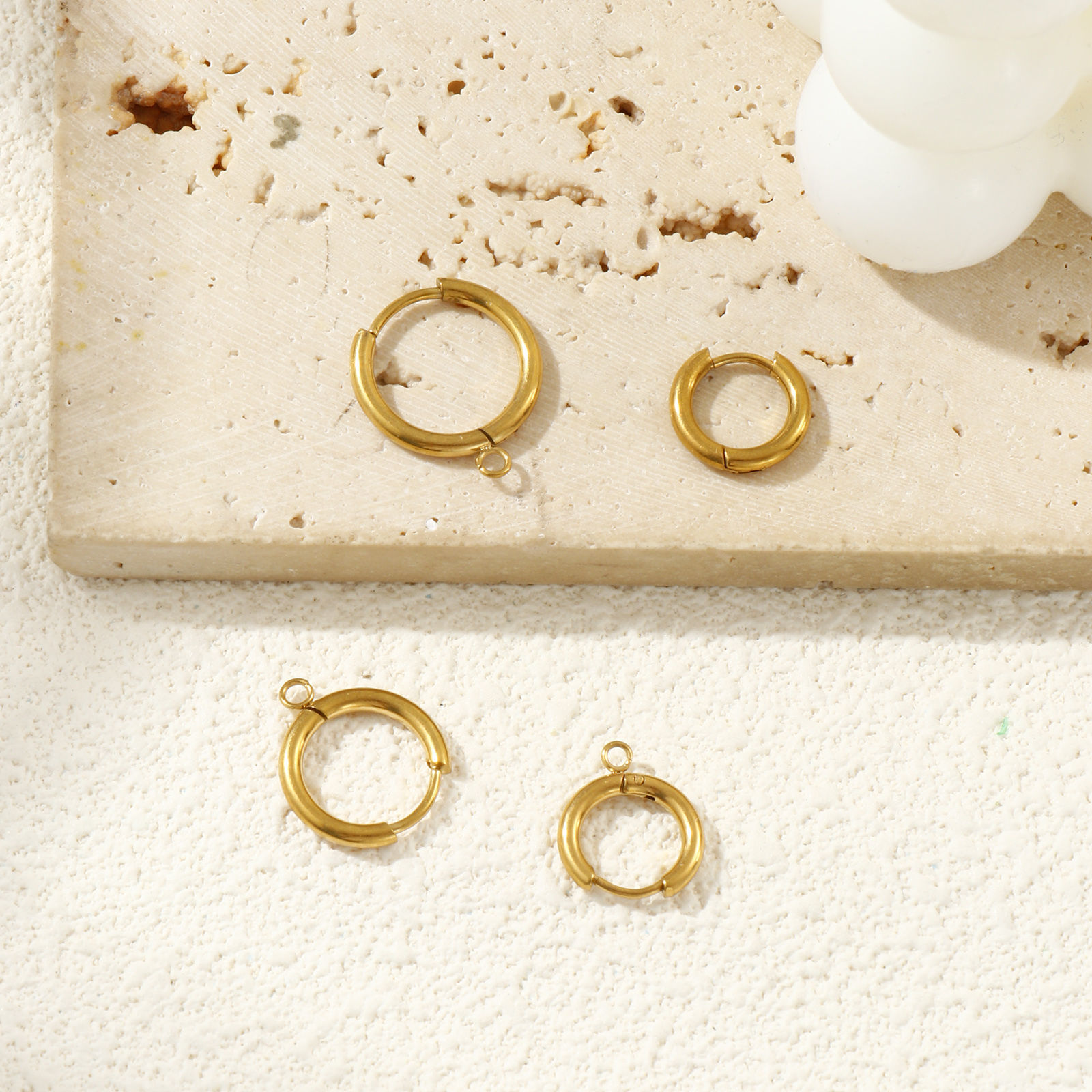 Bild von Umweltfreundliche PVD-Vakuumbeschichtung 304 Edelstahl Hoop Ohrringe Rund 18K Echtgold plattiert