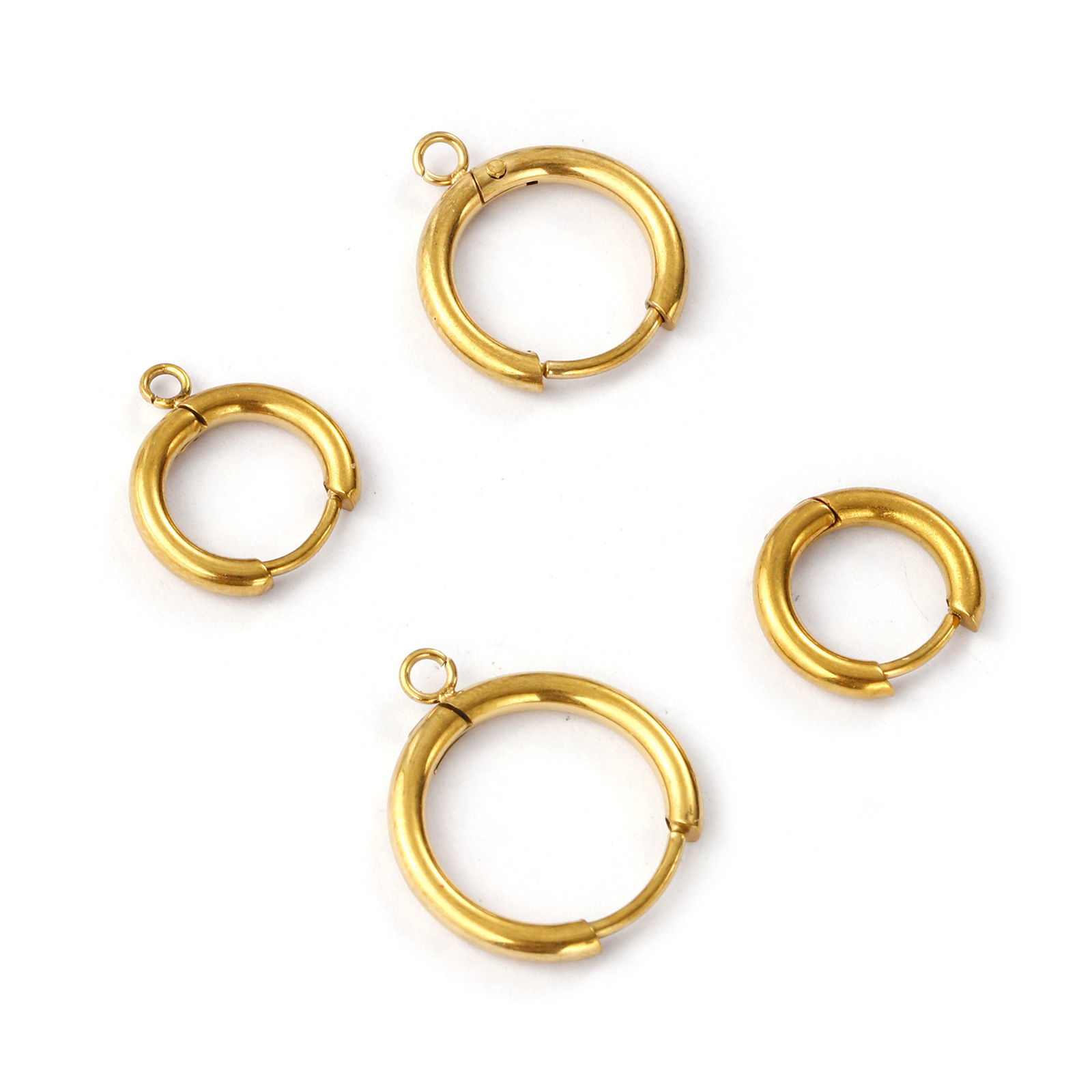 Bild von Umweltfreundliche PVD-Vakuumbeschichtung 304 Edelstahl Hoop Ohrringe Rund 18K Echtgold plattiert