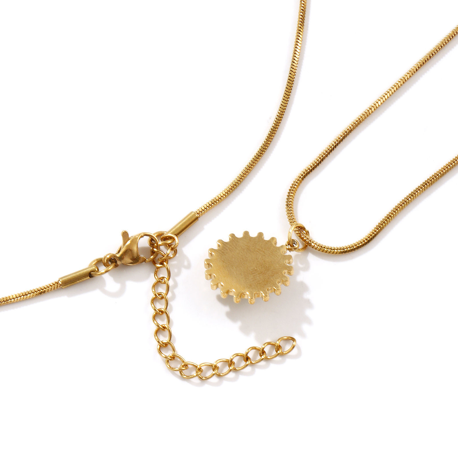 Изображение 18K настоящее золото с покрытием квадратная змеевидная цепь Ожерелье с подвеской, 304 Нержавеющая Сталь 45см + 5см, Для женщин, Сине-зеленые С Смола Кабошоны, Имитация Бирюзы, Богемный стиль Этнический стиль подарок, Экологичное вакуумное PVD-покрытие, 1 ШТ