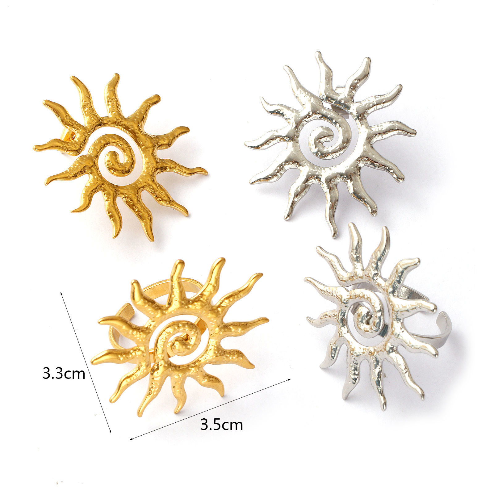 Picture of Eco-friendly Galaxy Multicolor 304 Stainless Steel Sun Spiral Ear Post Stud Earrings & Rings
