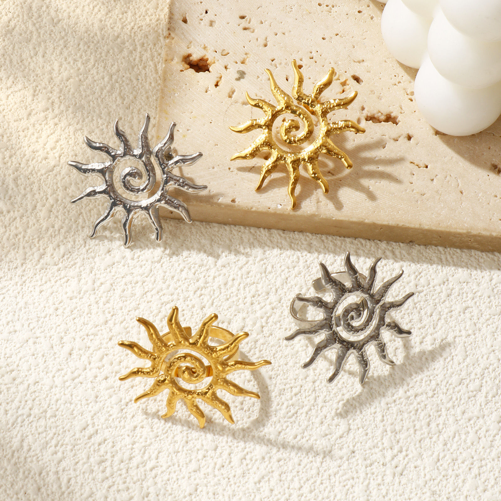 Picture of Eco-friendly Galaxy Multicolor 304 Stainless Steel Sun Spiral Ear Post Stud Earrings & Rings