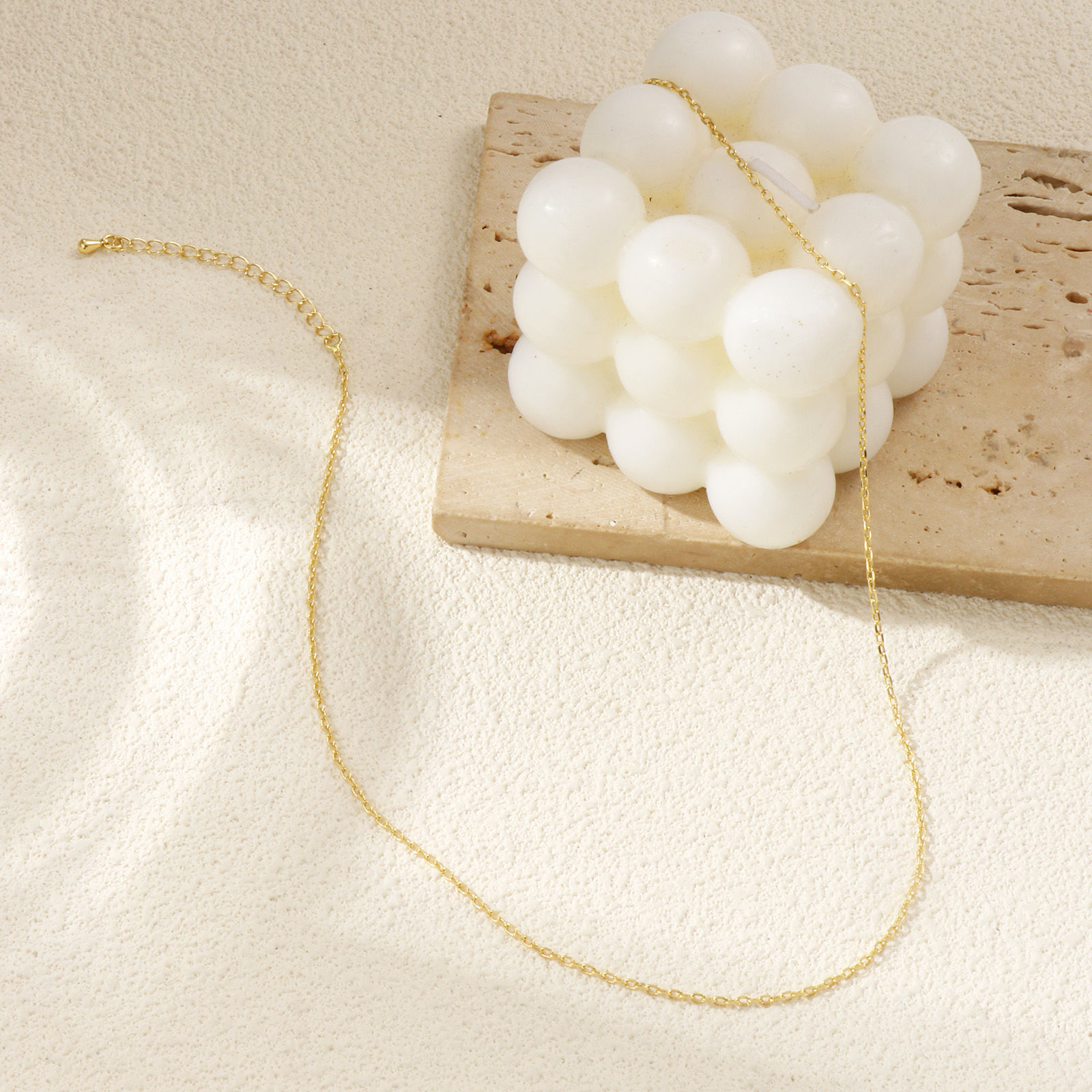 Bild von Echtgold plattiert Kreuz Gliederketten Halskette, Messing 40cm + 5cm, Für Frauen, Minimalistisch Exquisit Geschenk, Umweltfreundlich