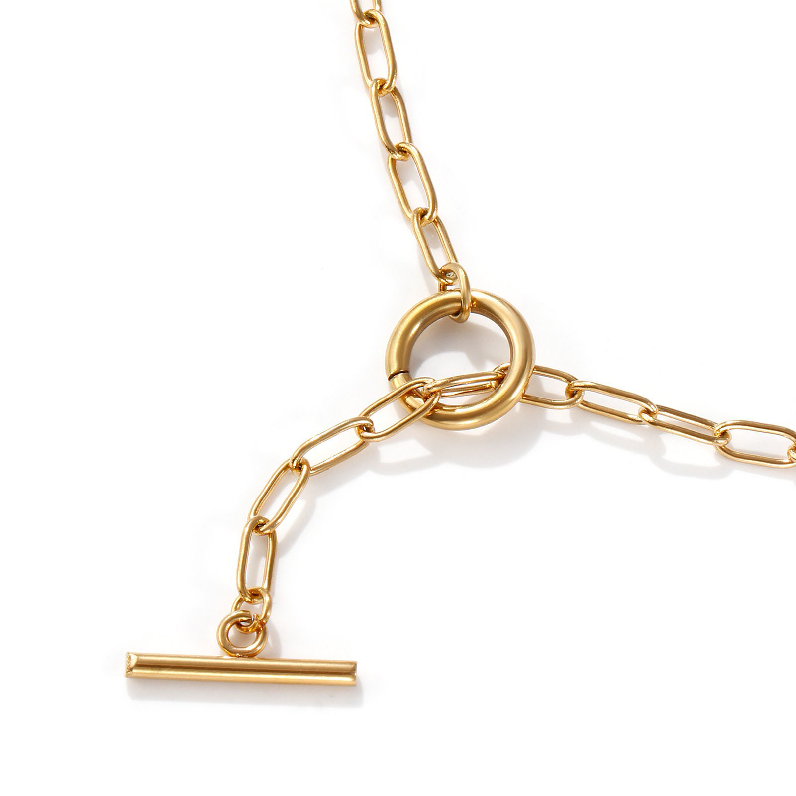 Picture of Multicolor Paperclip Link Chain Necklace, 304 Stainless Steel 45cm(17.7"), For Women, Minimalist Exquisite Gift, Eco-friendly