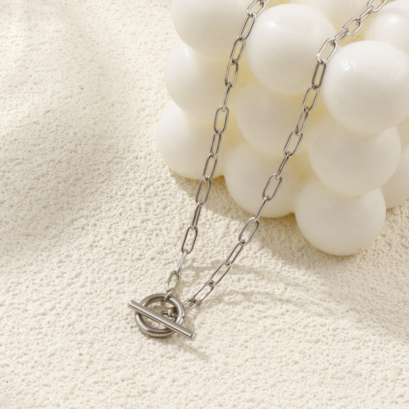 Picture of Multicolor Paperclip Link Chain Necklace, 304 Stainless Steel 45cm(17.7"), For Women, Minimalist Exquisite Gift, Eco-friendly