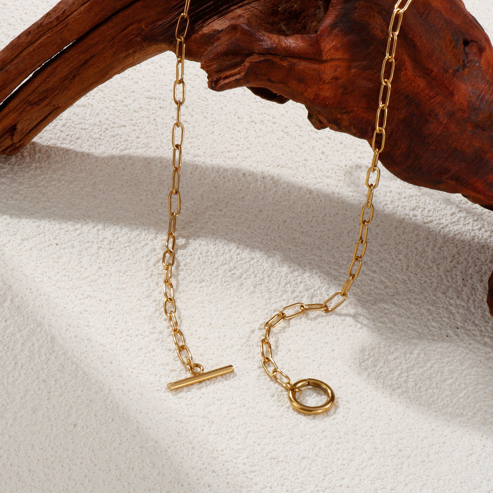 Picture of Multicolor Paperclip Link Chain Necklace, 304 Stainless Steel 45cm(17.7"), For Women, Minimalist Exquisite Gift, Eco-friendly