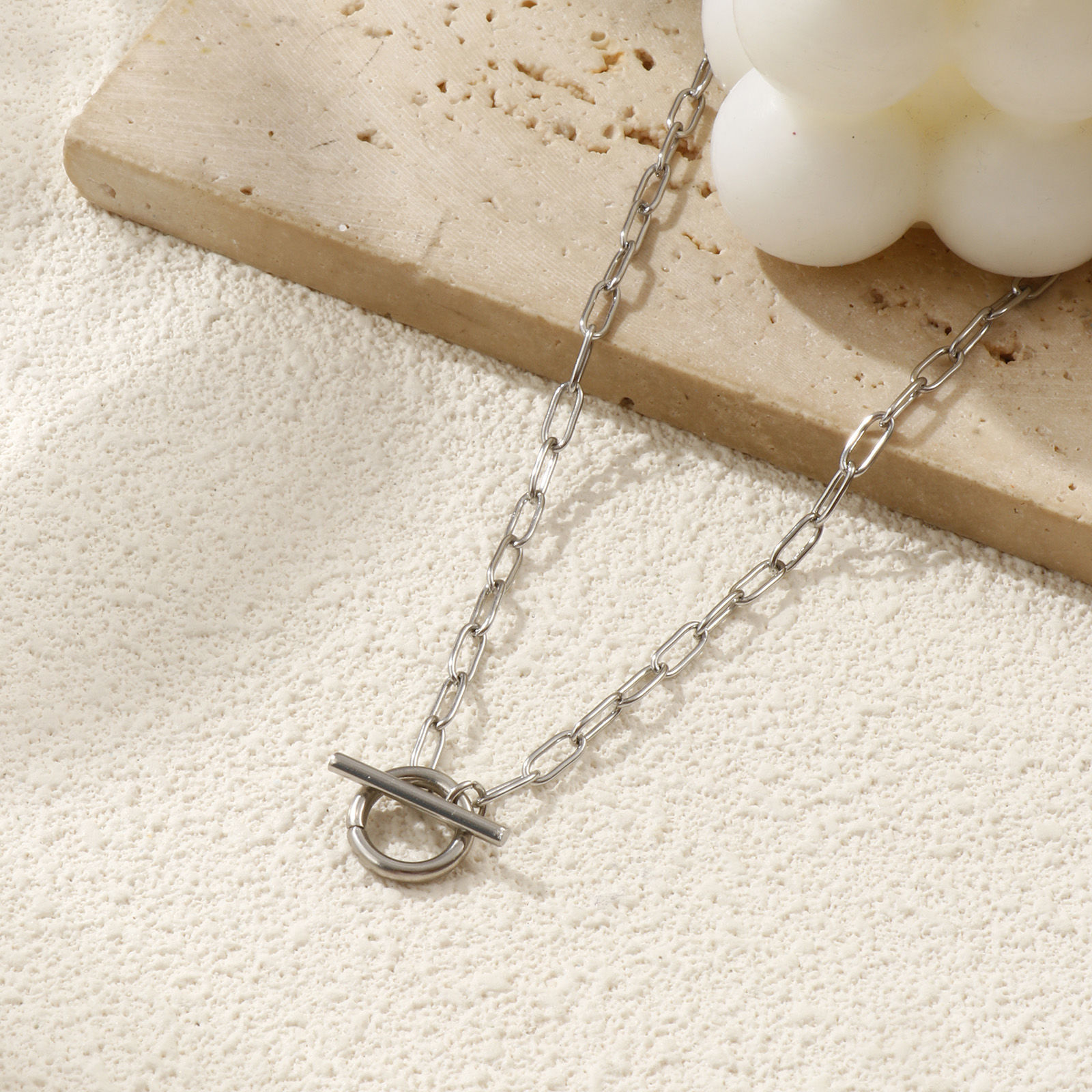 Picture of Multicolor Paperclip Link Chain Necklace, 304 Stainless Steel 45cm(17.7"), For Women, Minimalist Exquisite Gift, Eco-friendly