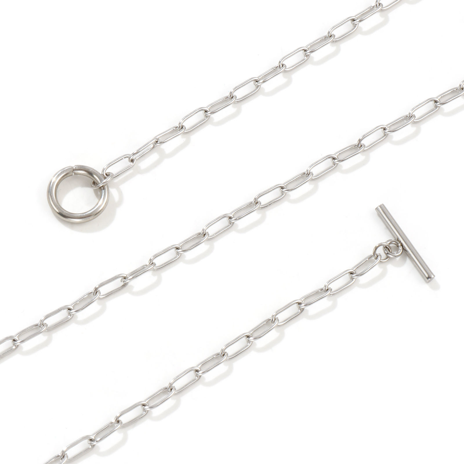 Picture of Multicolor Paperclip Link Chain Necklace, 304 Stainless Steel 45cm(17.7"), For Women, Minimalist Exquisite Gift, Eco-friendly