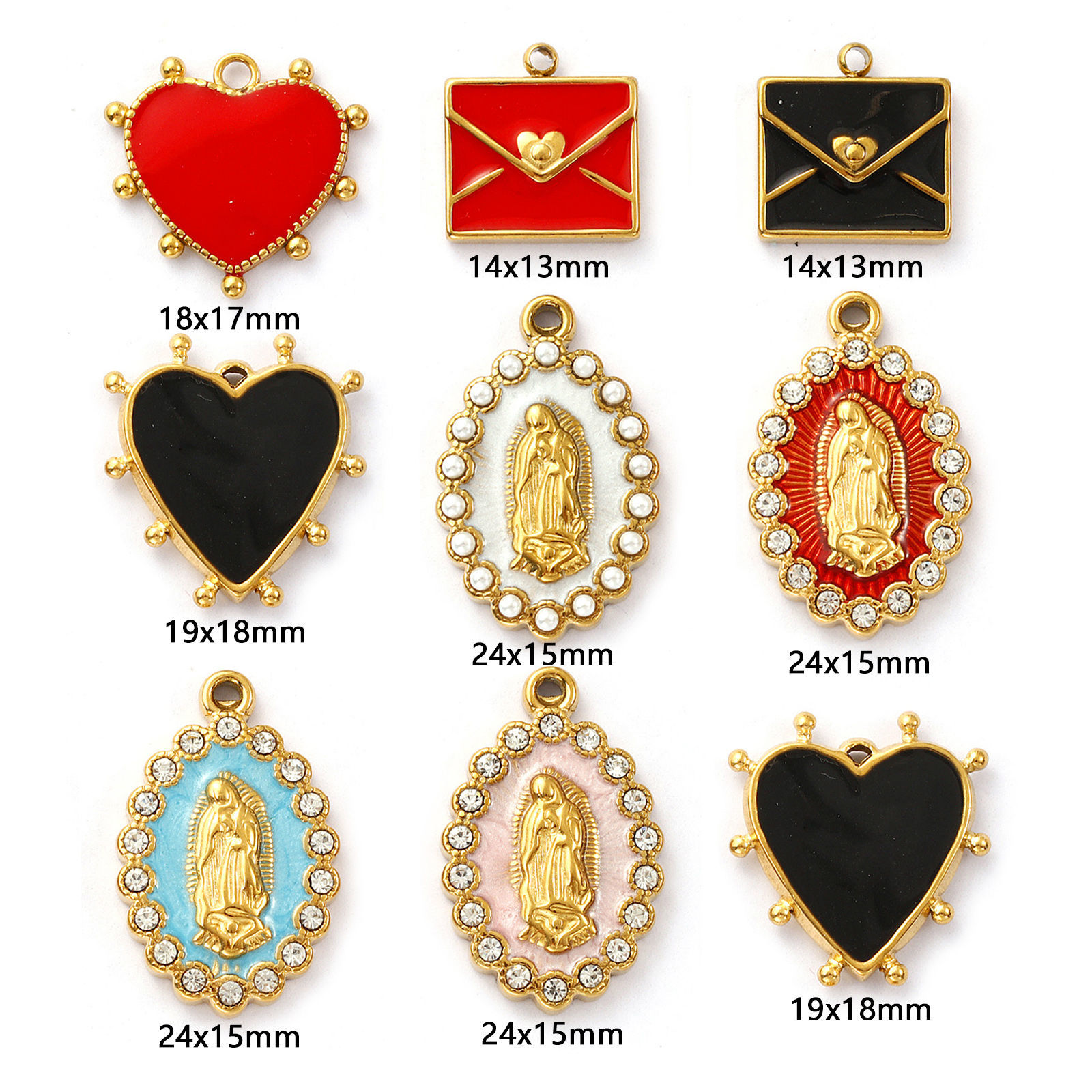 Picture of Eco-friendly PVD Vacuum Plating 304 Stainless Steel & Cubic Zirconia Charms 18K Real Gold Plated Enamel