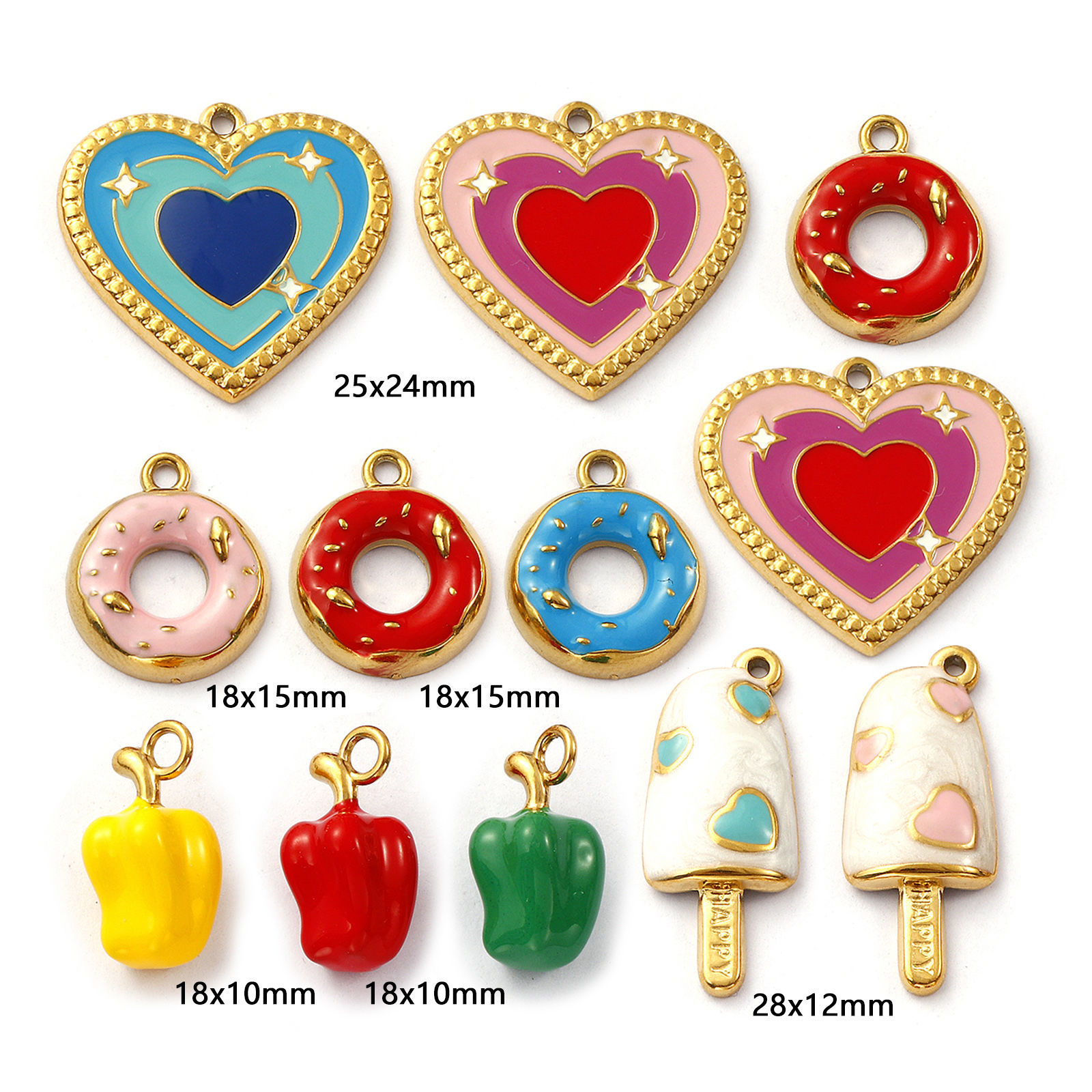Picture of Eco-friendly PVD Vacuum Plating 304 Stainless Steel Charms 18K Real Gold Plated Enamel