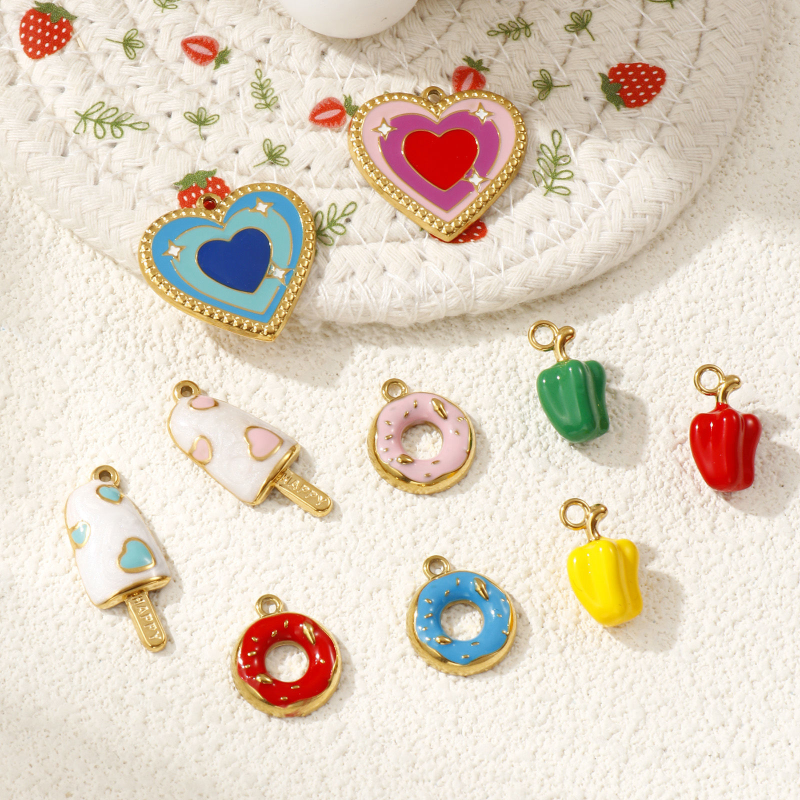 Picture of Eco-friendly PVD Vacuum Plating 304 Stainless Steel Charms 18K Real Gold Plated Enamel