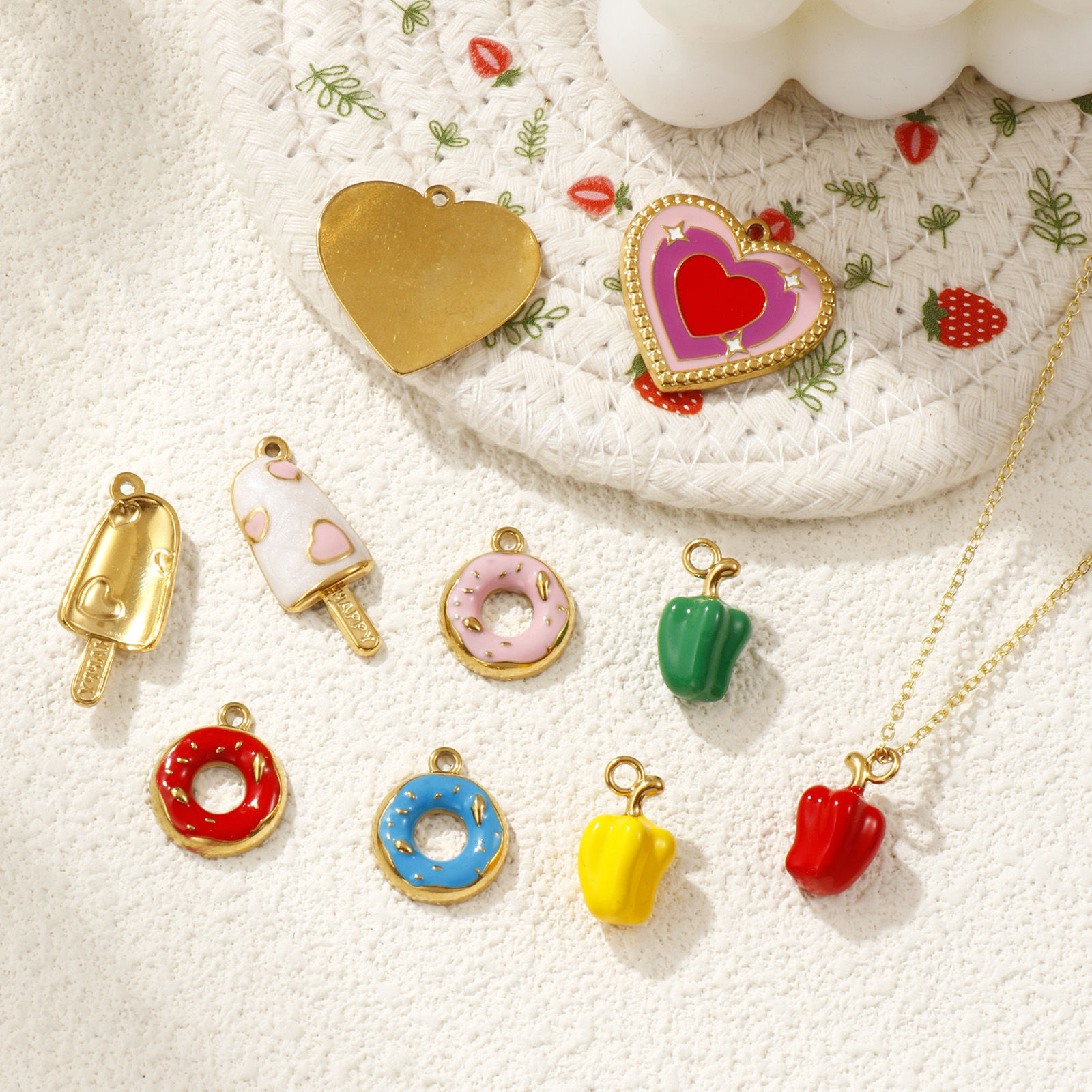 Picture of Eco-friendly PVD Vacuum Plating 304 Stainless Steel Charms 18K Real Gold Plated Enamel