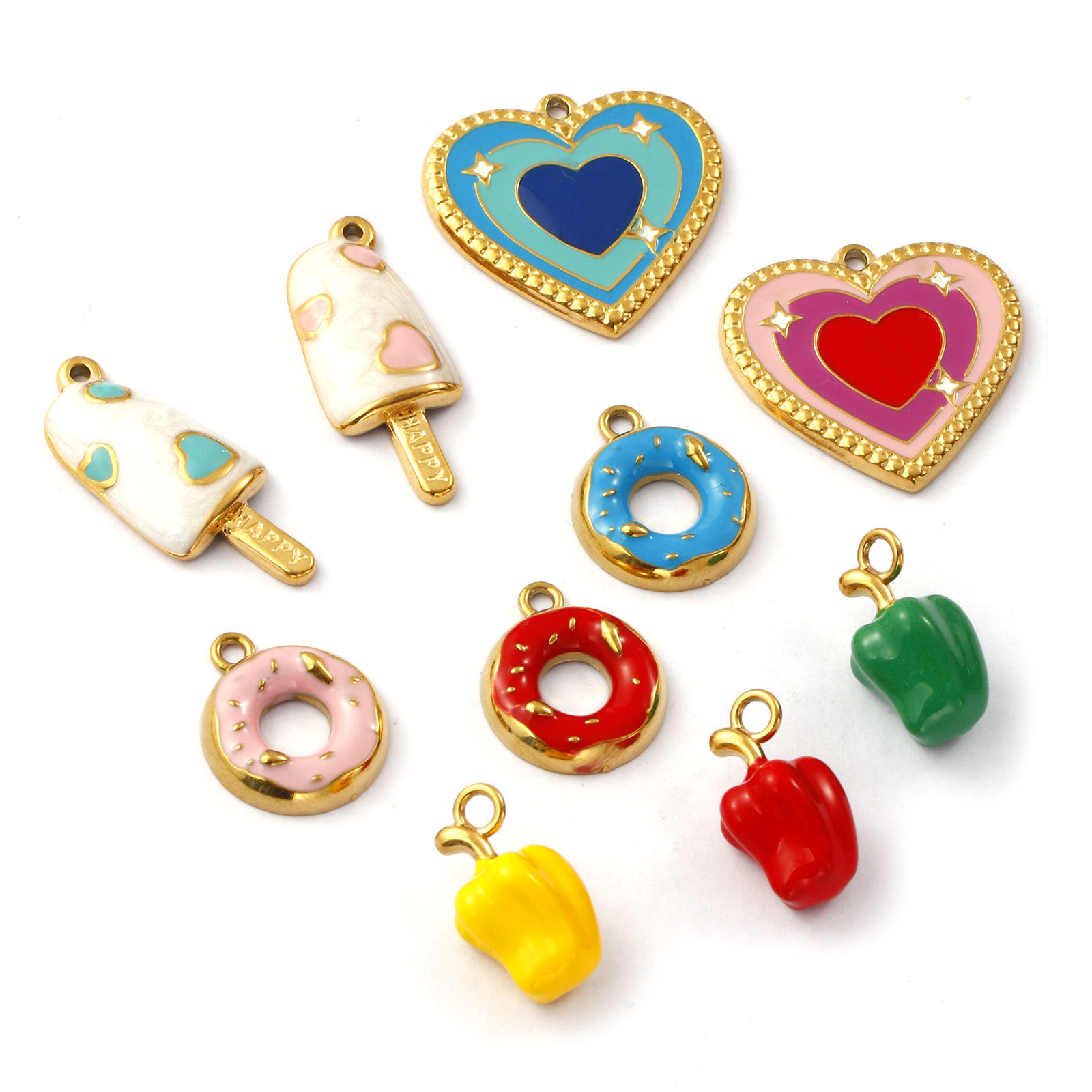 Picture of Eco-friendly PVD Vacuum Plating 304 Stainless Steel Charms 18K Real Gold Plated Enamel