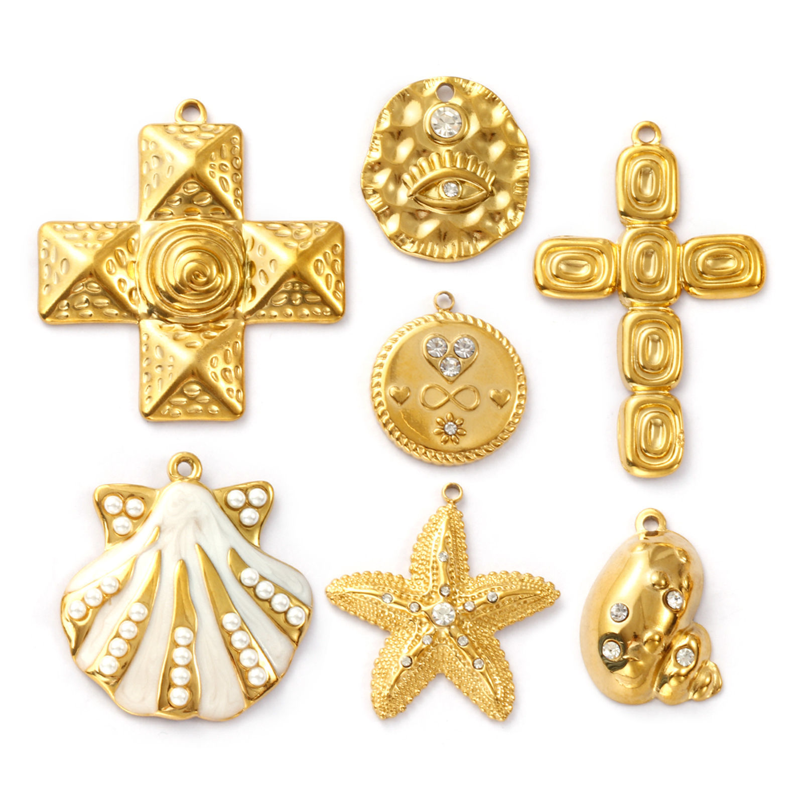 Picture of Eco-friendly PVD Vacuum Plating 304 Stainless Steel Charms 18K Real Gold Plated