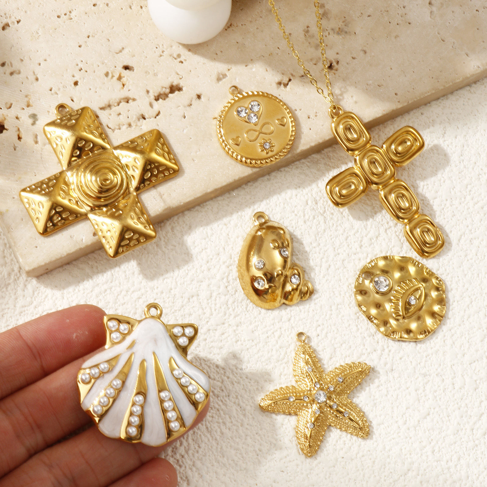 Picture of Eco-friendly PVD Vacuum Plating 304 Stainless Steel Charms 18K Real Gold Plated