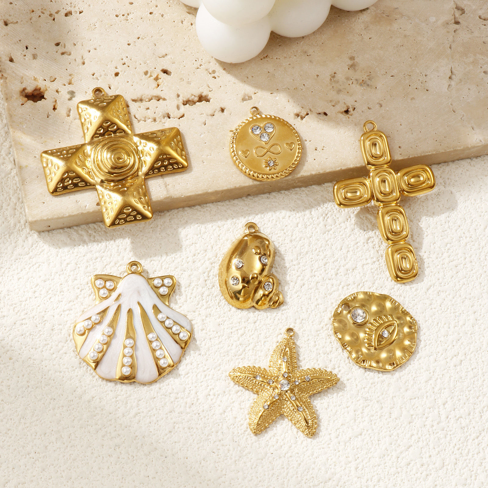 Picture of Eco-friendly PVD Vacuum Plating 304 Stainless Steel Charms 18K Real Gold Plated