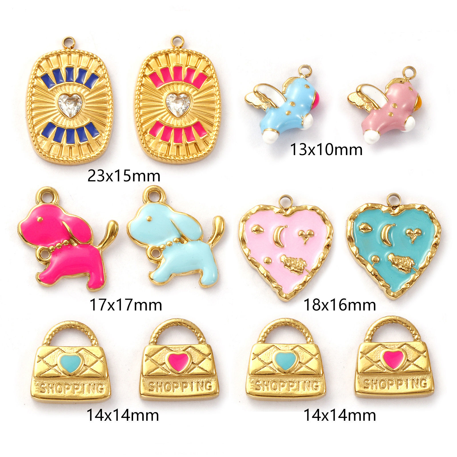 Picture of Eco-friendly PVD Vacuum Plating 304 Stainless Steel Charms 18K Real Gold Plated Enamel