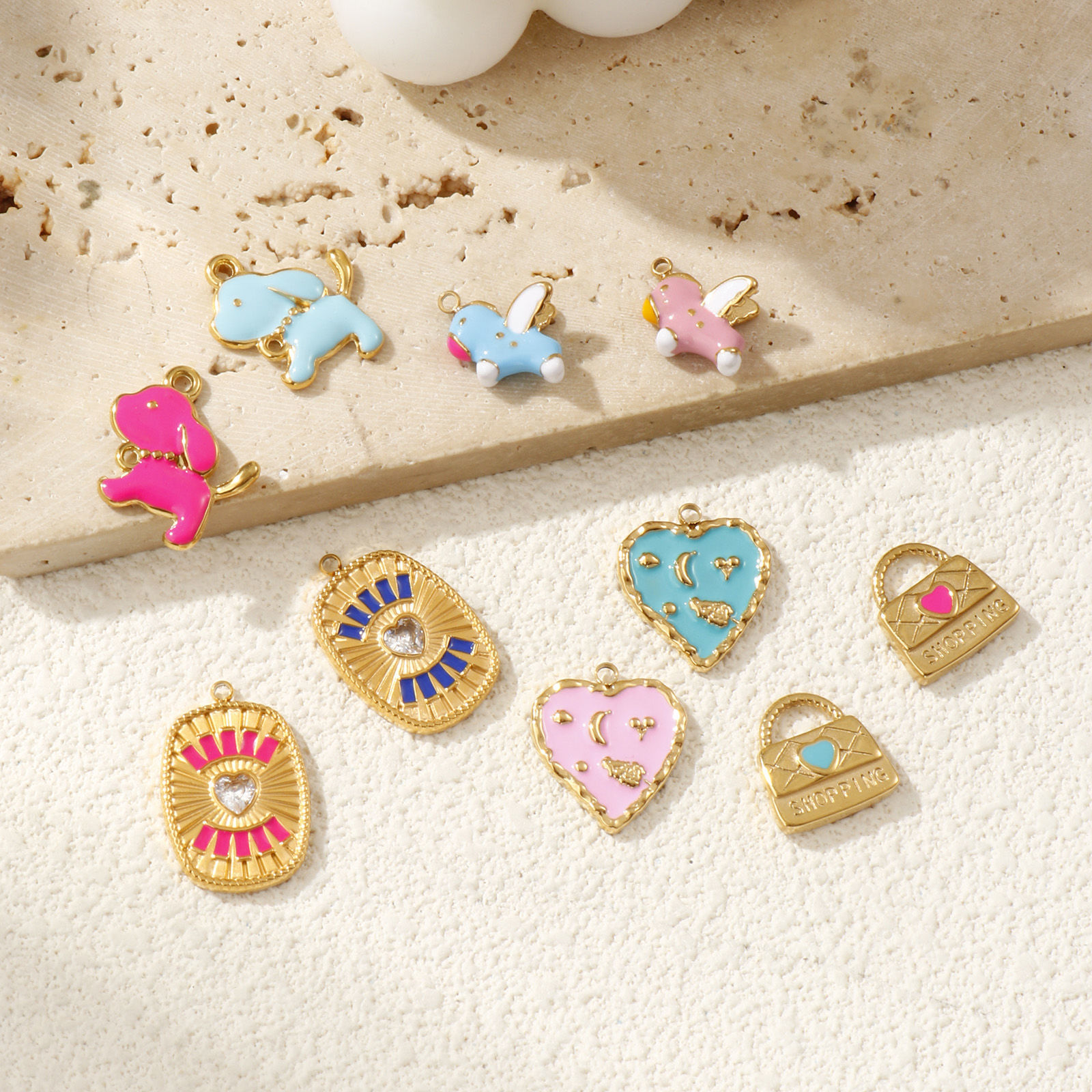 Picture of Eco-friendly PVD Vacuum Plating 304 Stainless Steel Charms 18K Real Gold Plated Enamel