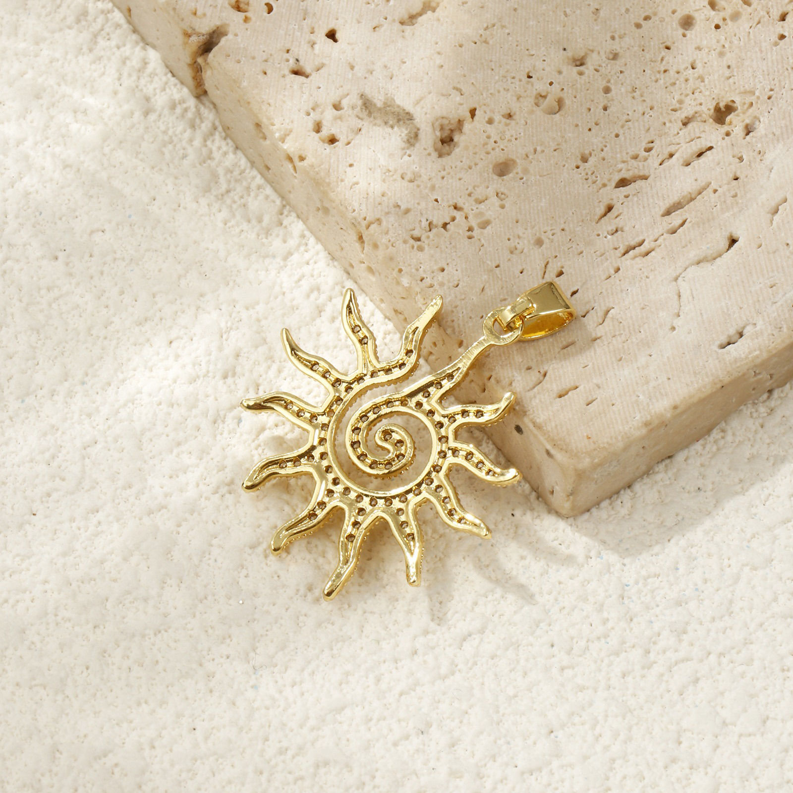 Immagine di 2 Pz Ottone + Zircone Cubico Galassia Ciondoli Pendenti Multicolore Sole Spirale Micro Spianare