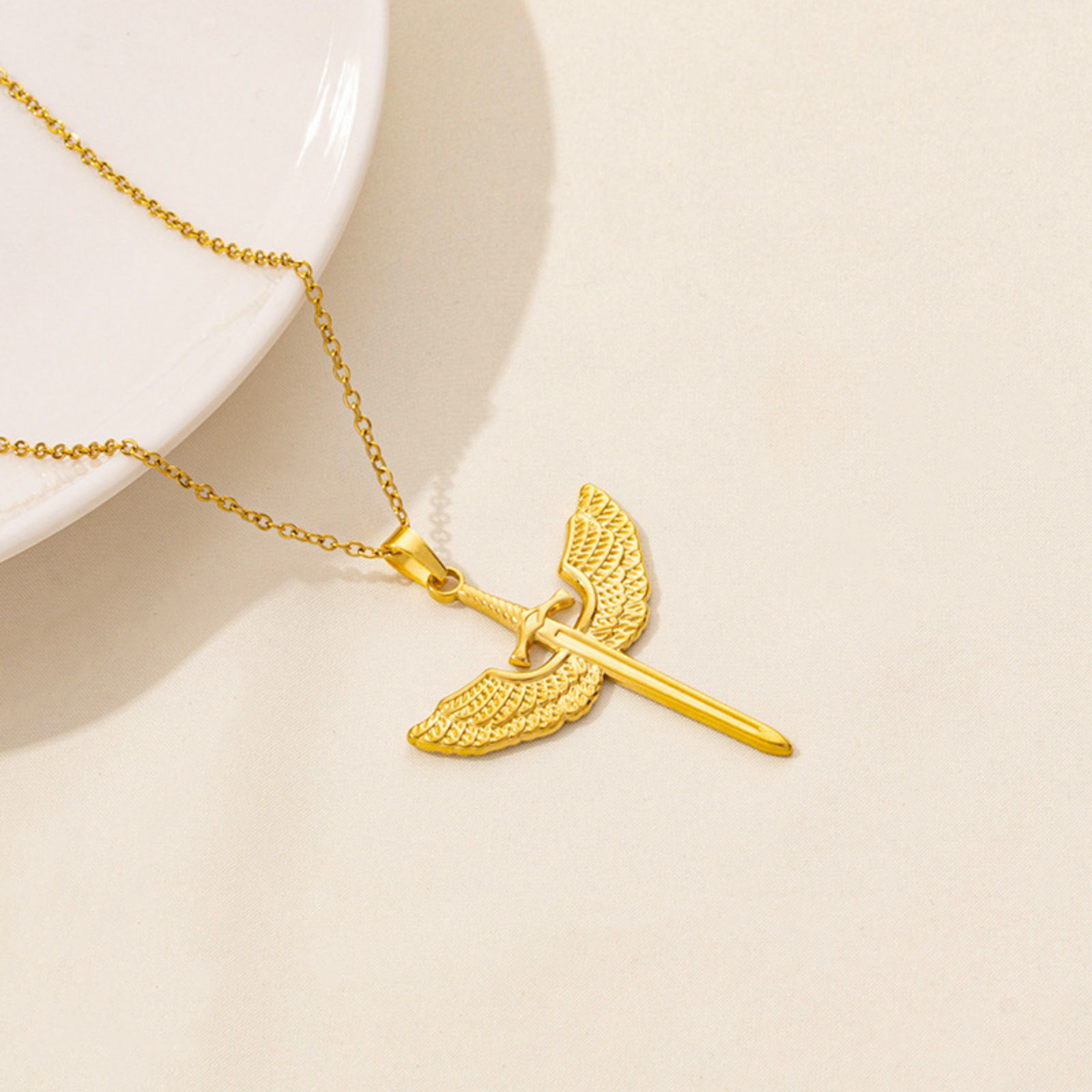 2 個 エコフレンドリー PVD真空メッキ 304ステンレス鋼 ペンダント 18Kゴールドメッキ の画像