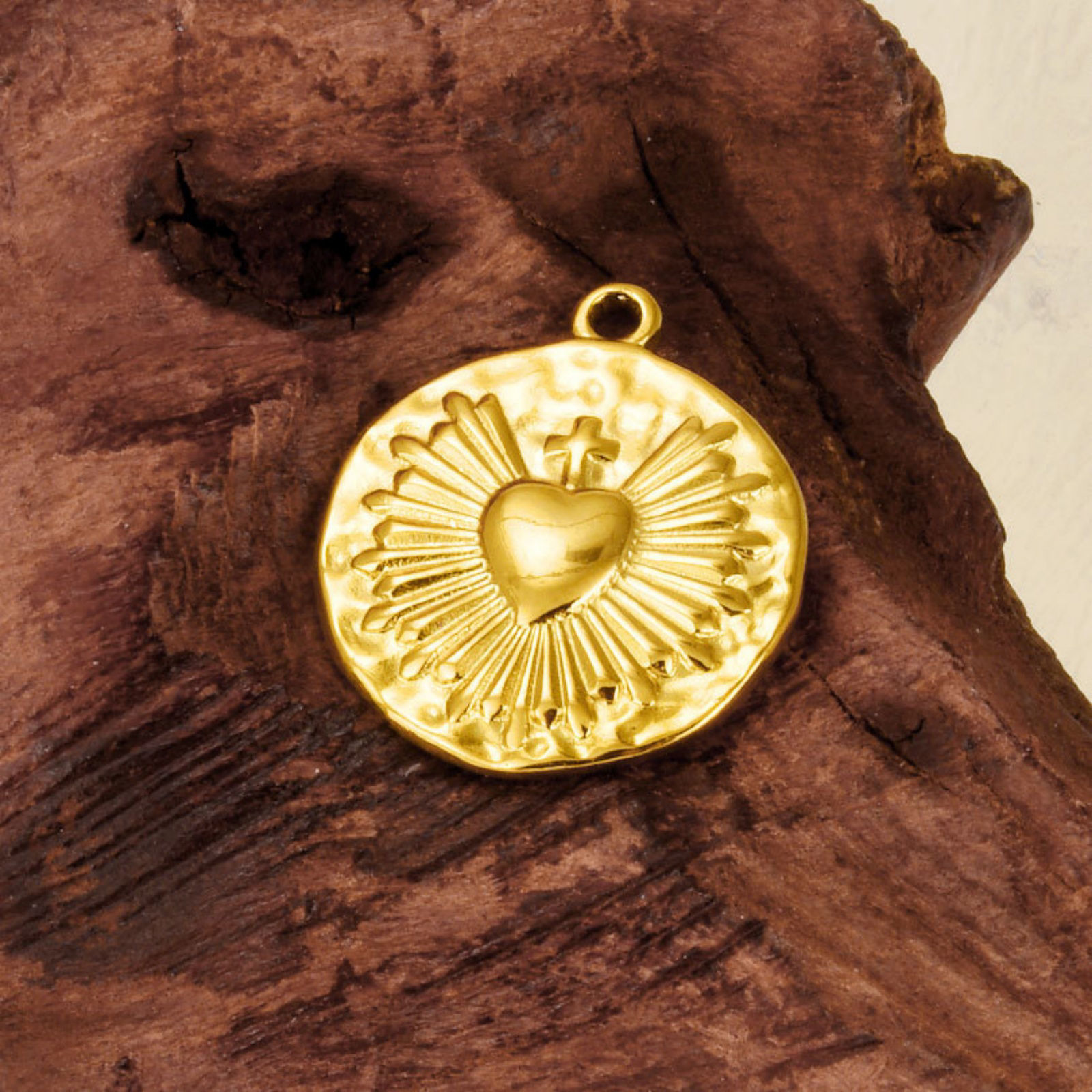 2 個 エコフレンドリー PVD真空メッキ 304ステンレス鋼 ペンダント 18Kゴールドメッキ の画像