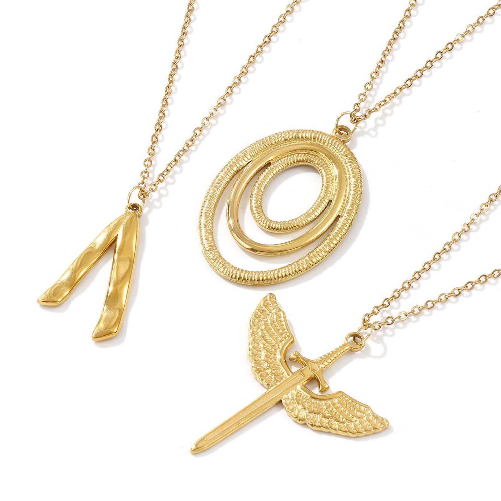 Picture of 18K Real Gold Plated Link Cable Chain Pendant Charm Necklace, 304 Stainless Steel 45cm(17.7") + 5cm(2"), For Women, Galaxy Stylish Gift, Eco-friendly PVD Vacuum Plating