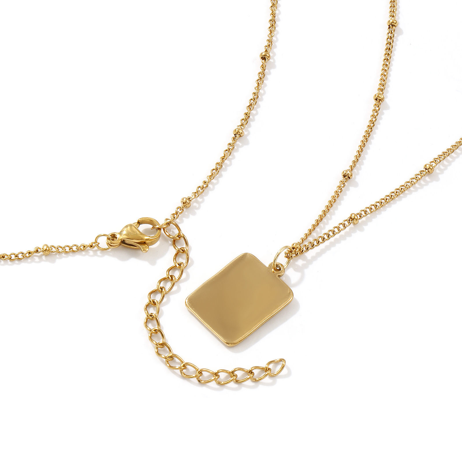 Picture of 18K Real Gold Plated Curb Link Chain Pendant Charm Necklace, 304 Stainless Steel 45cm(17.7") + 5cm(2"), For Women, Exquisite Retro Gift, Eco-friendly PVD Vacuum Plating