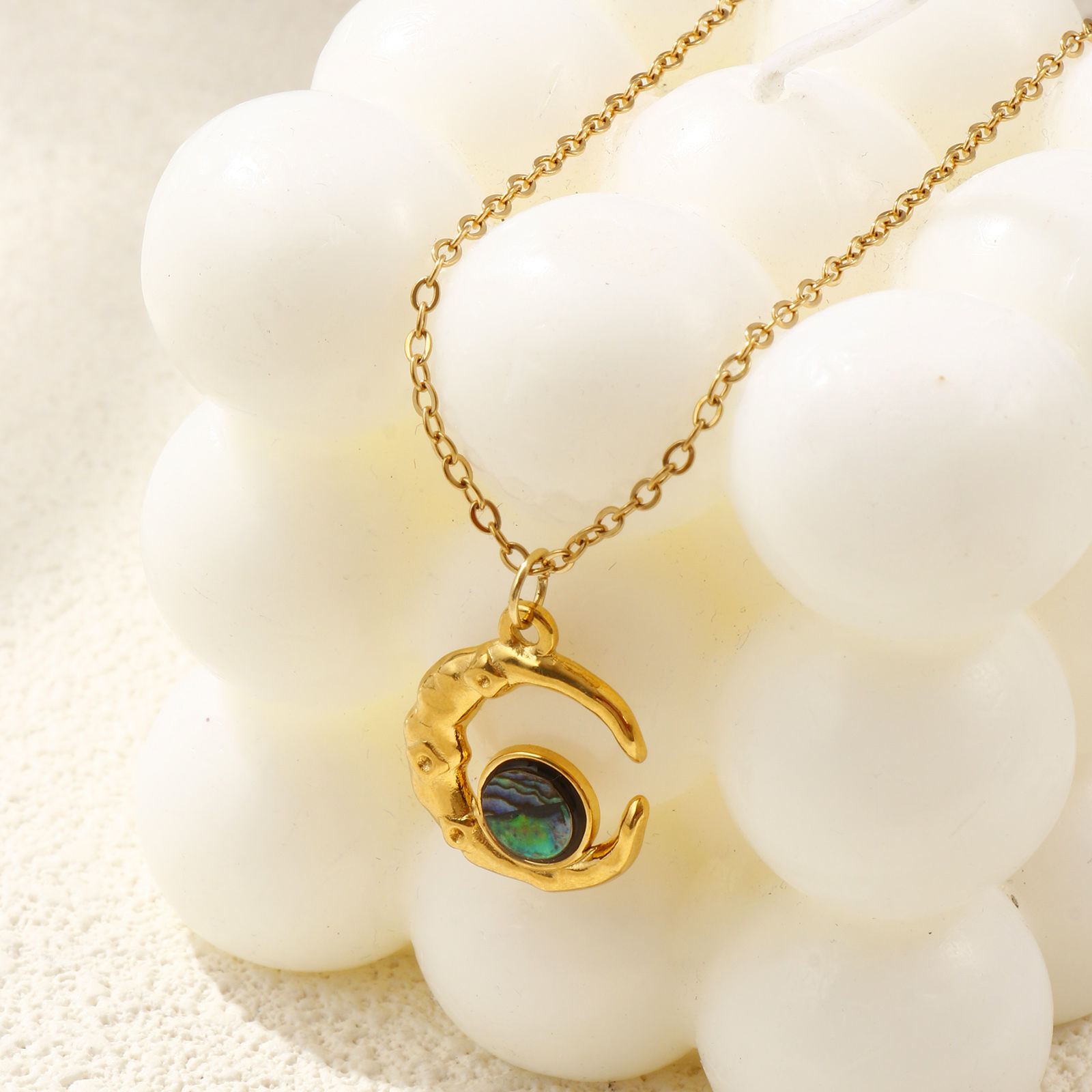 Picture of 18K Real Gold Plated Link Cable Chain Pendant Charm Necklace, 304 Stainless Steel 45cm(17.7") + 5cm(2"), For Women, Exquisite Retro Gift, Eco-friendly PVD Vacuum Plating