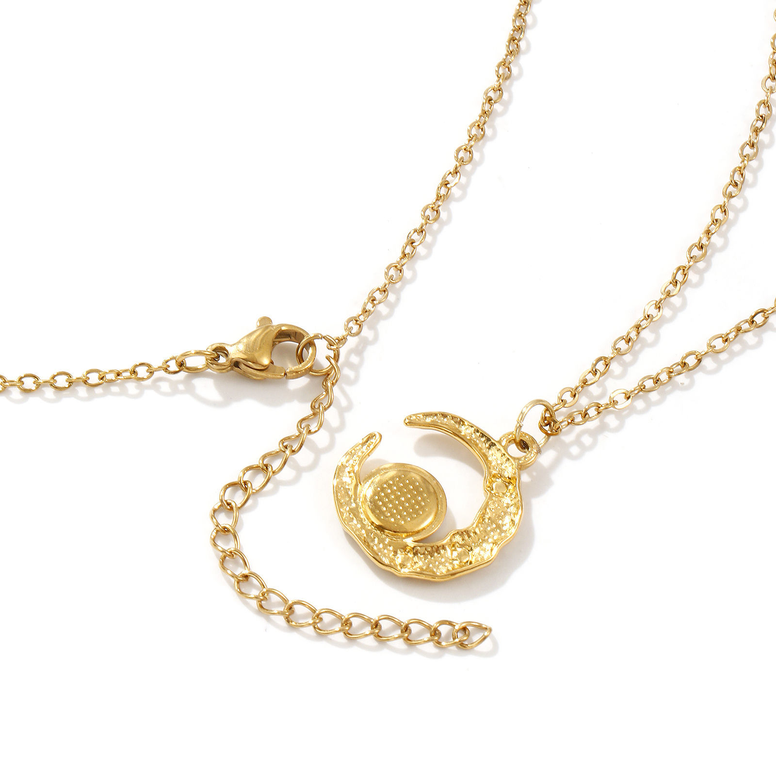 Picture of 18K Real Gold Plated Link Cable Chain Pendant Charm Necklace, 304 Stainless Steel 45cm(17.7") + 5cm(2"), For Women, Exquisite Retro Gift, Eco-friendly PVD Vacuum Plating