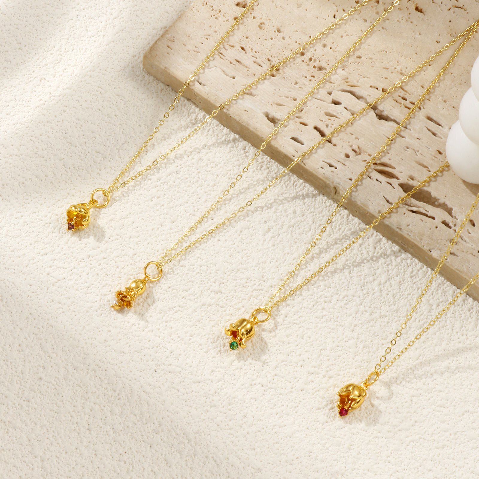 Picture of 18K Real Gold Plated Link Cable Chain Flower Pendant Charm Necklace, Brass & Cubic Zirconia 46cm(18.1") + 6cm(2.4"), For Women, Birthstone Elegant Gift, Eco-friendly