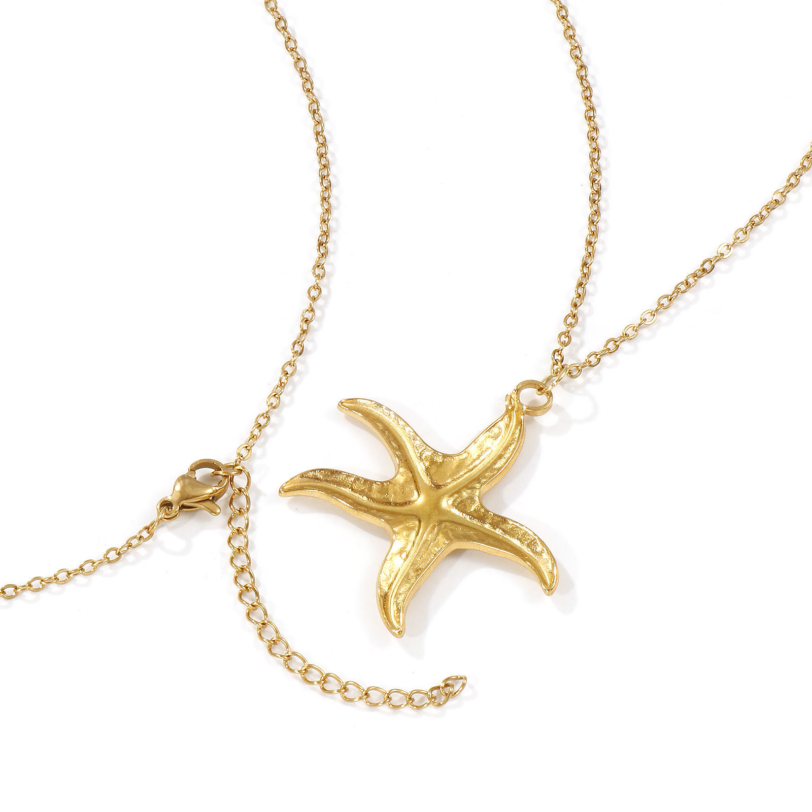 Изображение 18K Real Gold Plated Link Cable Chain Pendant Charm Necklace, 304 Stainless Steel 45cm(17.7") + 5cm(2"), For Women, Ocean Jewelry Stylish Gift, Eco-friendly PVD Vacuum Plating