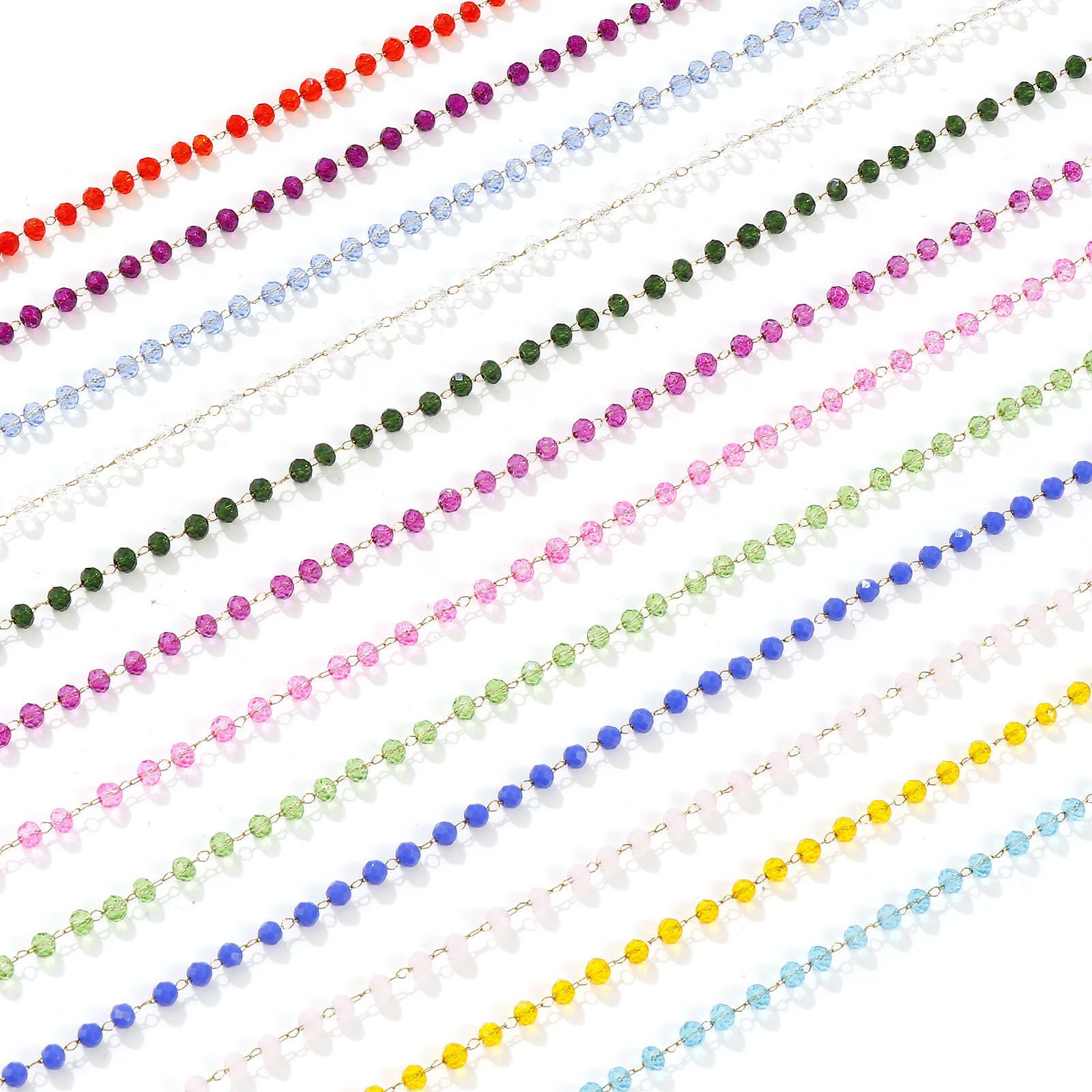 Image de 1 Pièce Colliers Plaqué Or 18K en 304 Acier Inoxydable & Verre Pour Femmes, Chaîne Perlée 38cm + 5cm, Simple Pierres de Naissance Cadeau, Revêtement sous Vide PVD Respectueux de l'Environnement