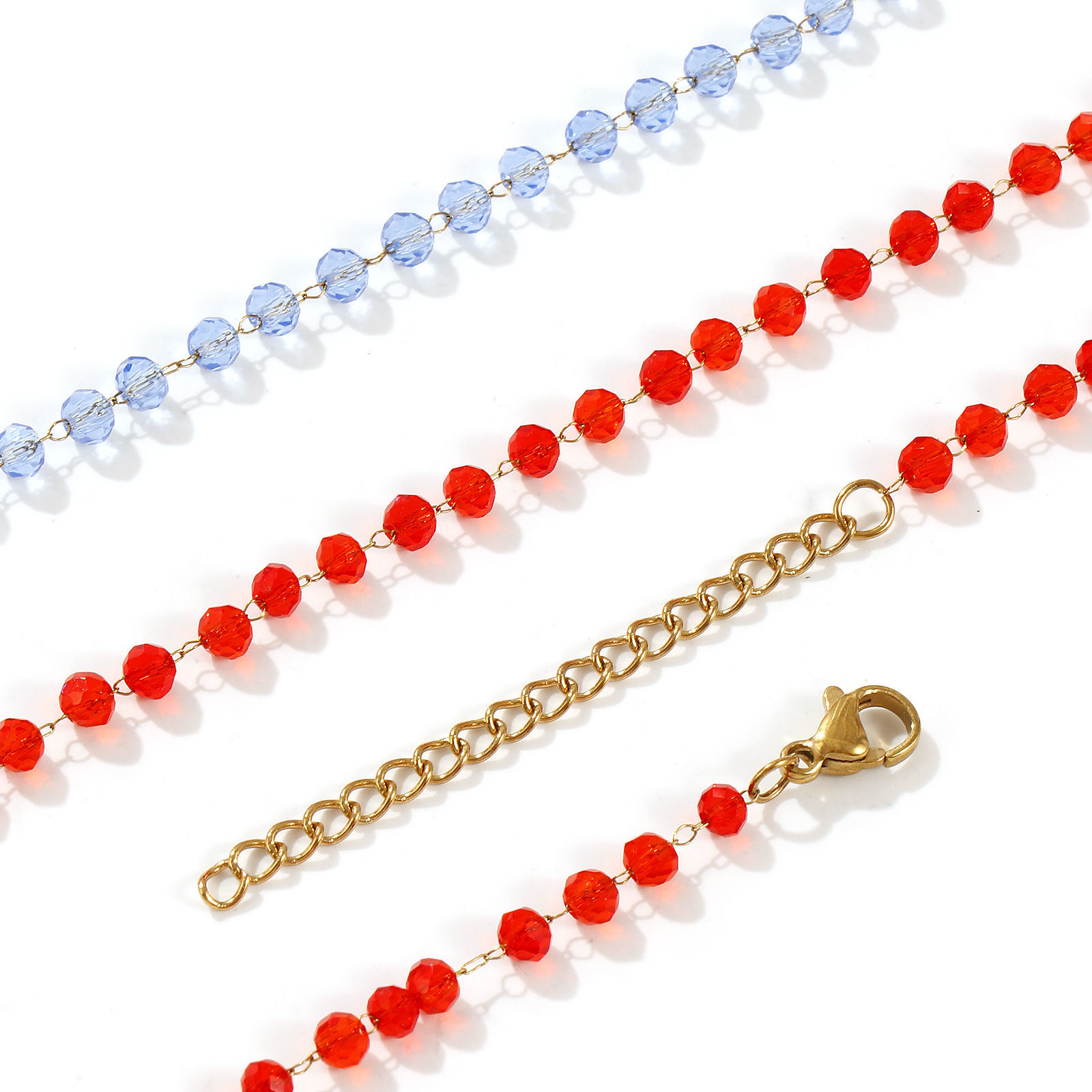 Image de 1 Pièce Colliers Plaqué Or 18K en 304 Acier Inoxydable & Verre Pour Femmes, Chaîne Perlée 38cm + 5cm, Simple Pierres de Naissance Cadeau, Revêtement sous Vide PVD Respectueux de l'Environnement