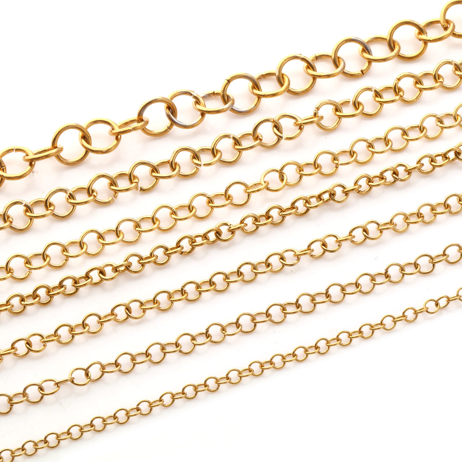 1 メートル エコフレンドリー PVD真空メッキ 304ステンレス鋼 丸カン 丸カン 18Kリアルゴールドメッキ 円形 の画像