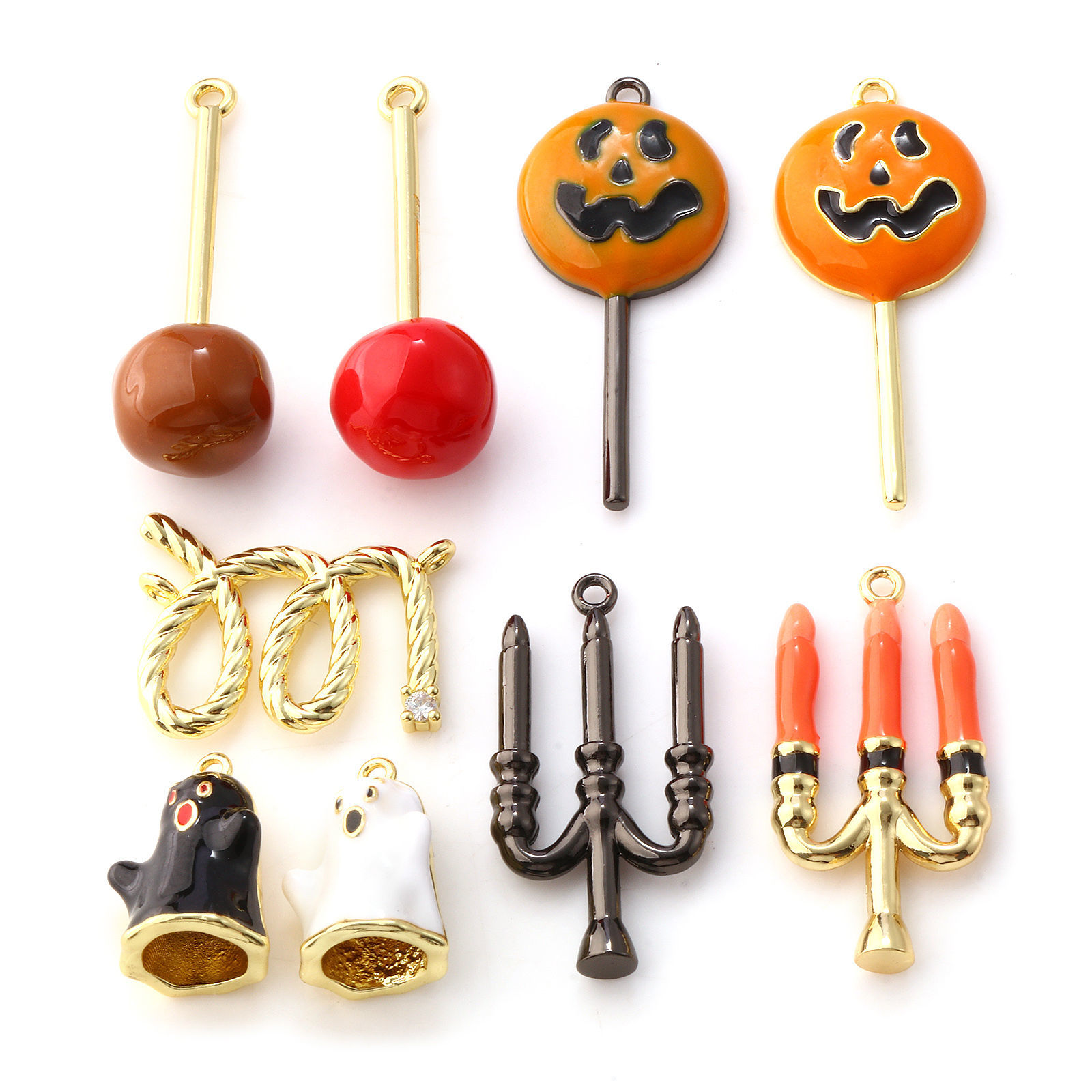 Image de 1 Pièce Pendentifs Halloween en Laiton Multicolore Émail Sucette Bougie