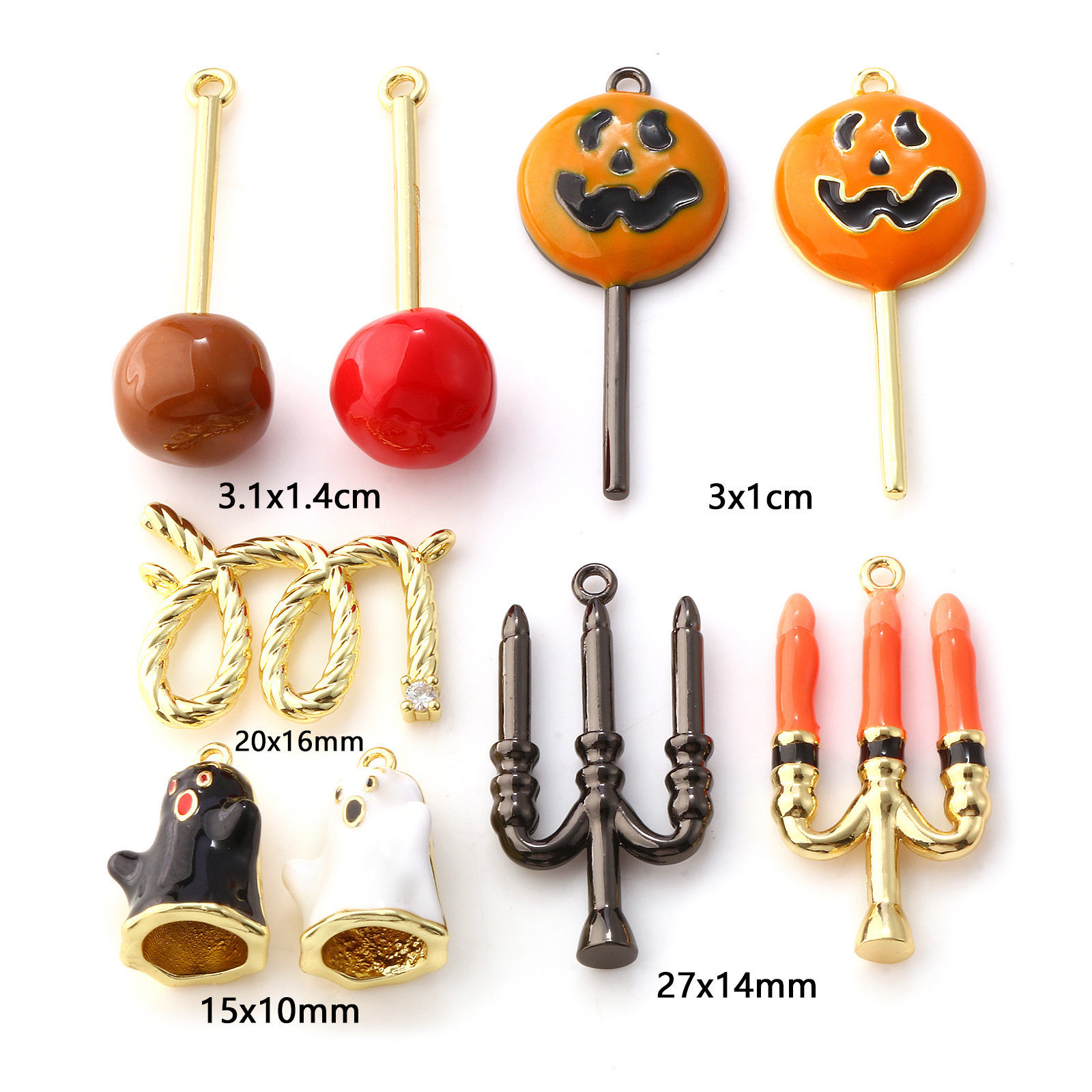 Image de 1 Pièce Pendentifs Halloween en Laiton Multicolore Émail Sucette Bougie