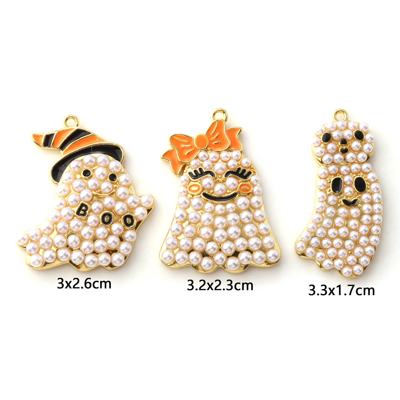 Picture of Brass Pendants 18K Gold Plated Halloween Ghost Acrylic Imitation Pearl